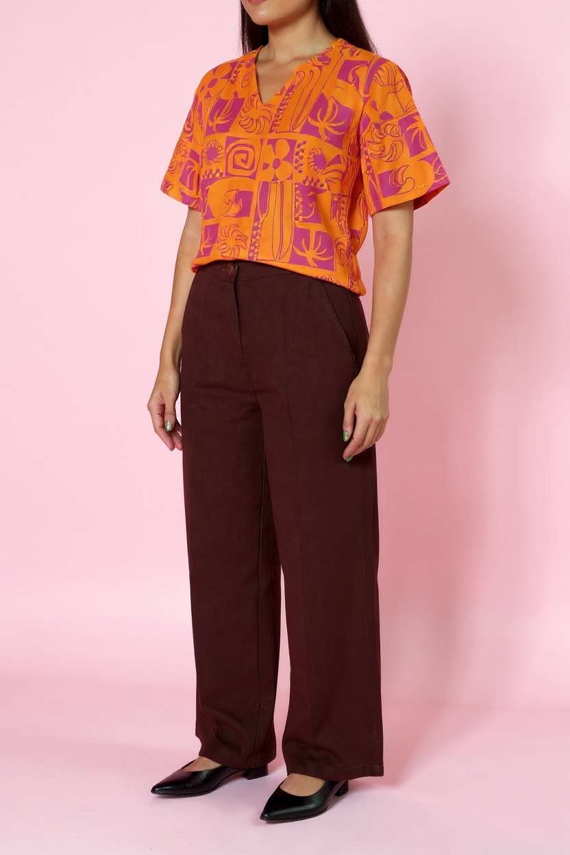 Blended-Fabric-Regular-Fit-Women-Pants
