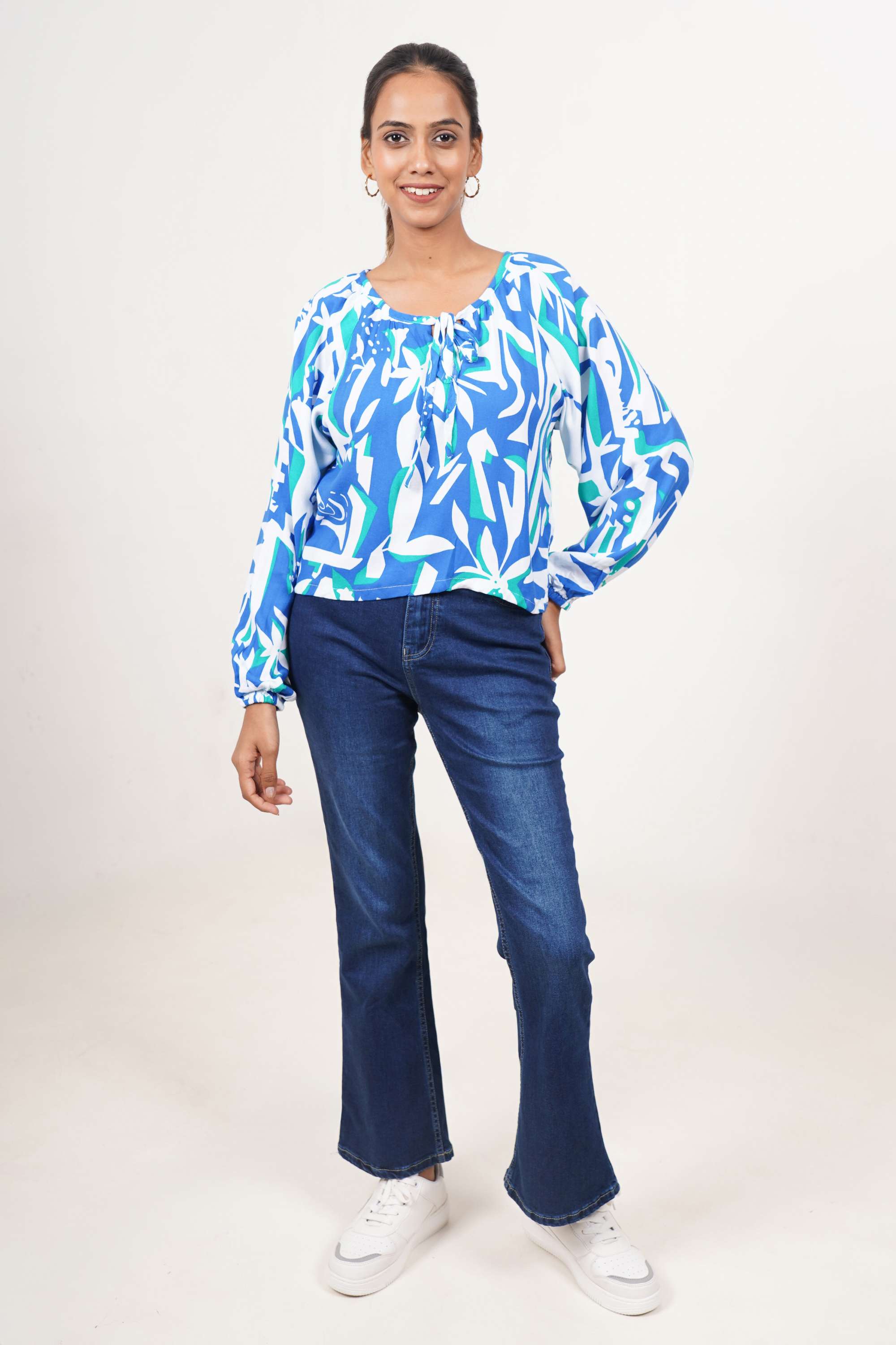 Solid-Blended-Round-Neck-Women-s-Top
