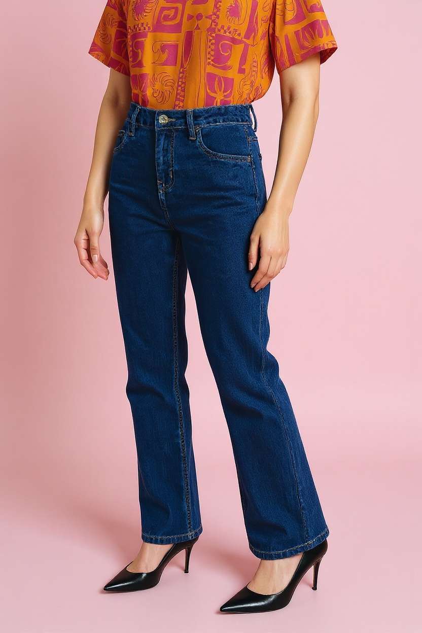 Blended-Fabric-Regular-Fit-Women-Jeans