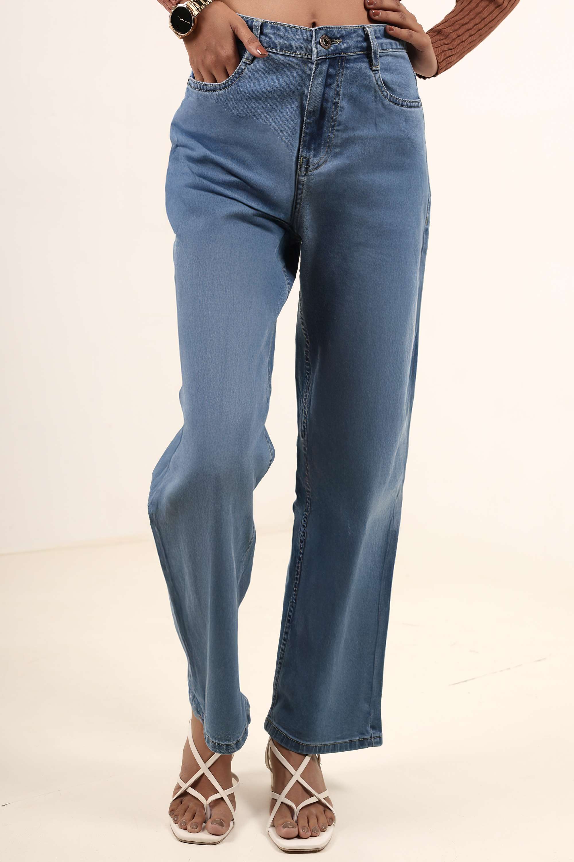 Solid-Blended-Fabric-Women-s-Jeans