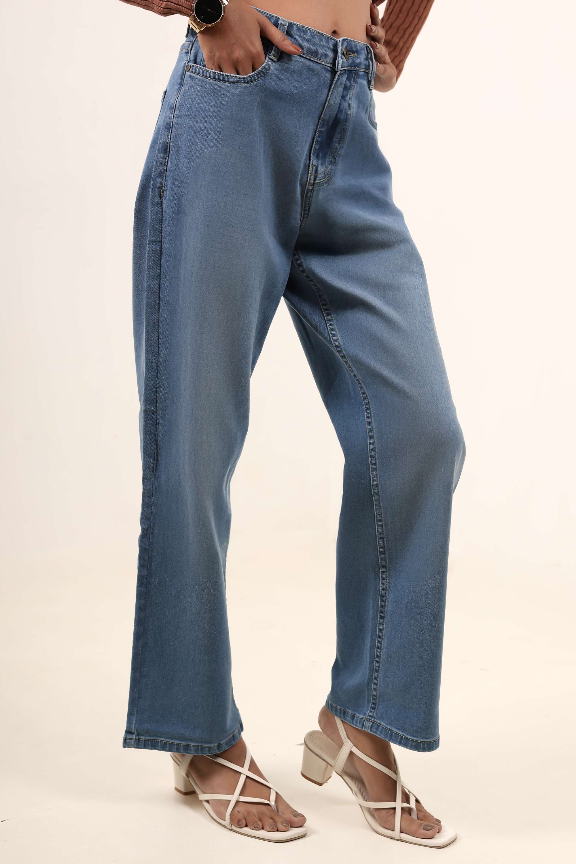 Solid-Blended-Fabric-Women-s-Jeans