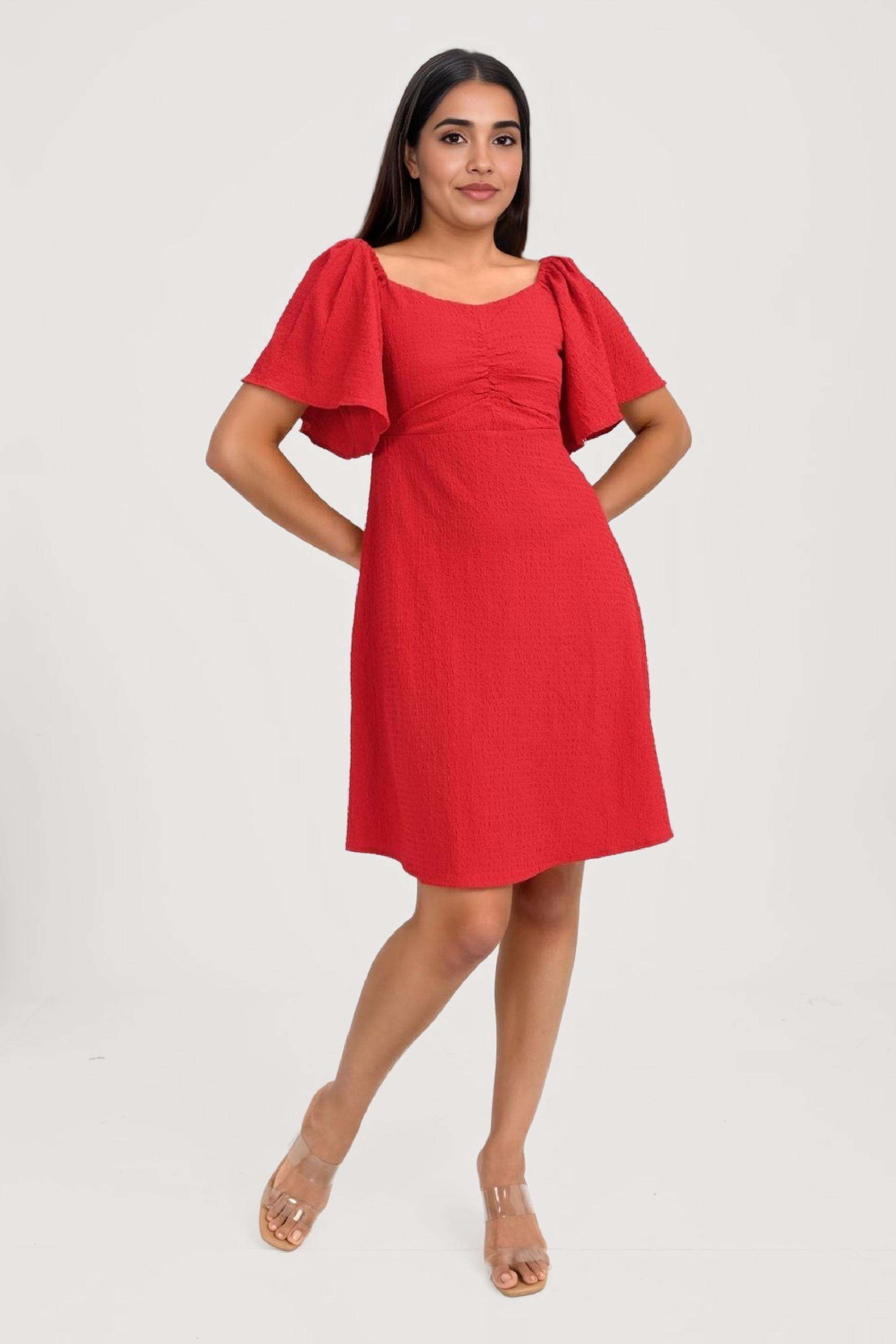 Solid-Blended-Fabric-Sweetheart-Neck-Women-s-Casual-Wear-Dress