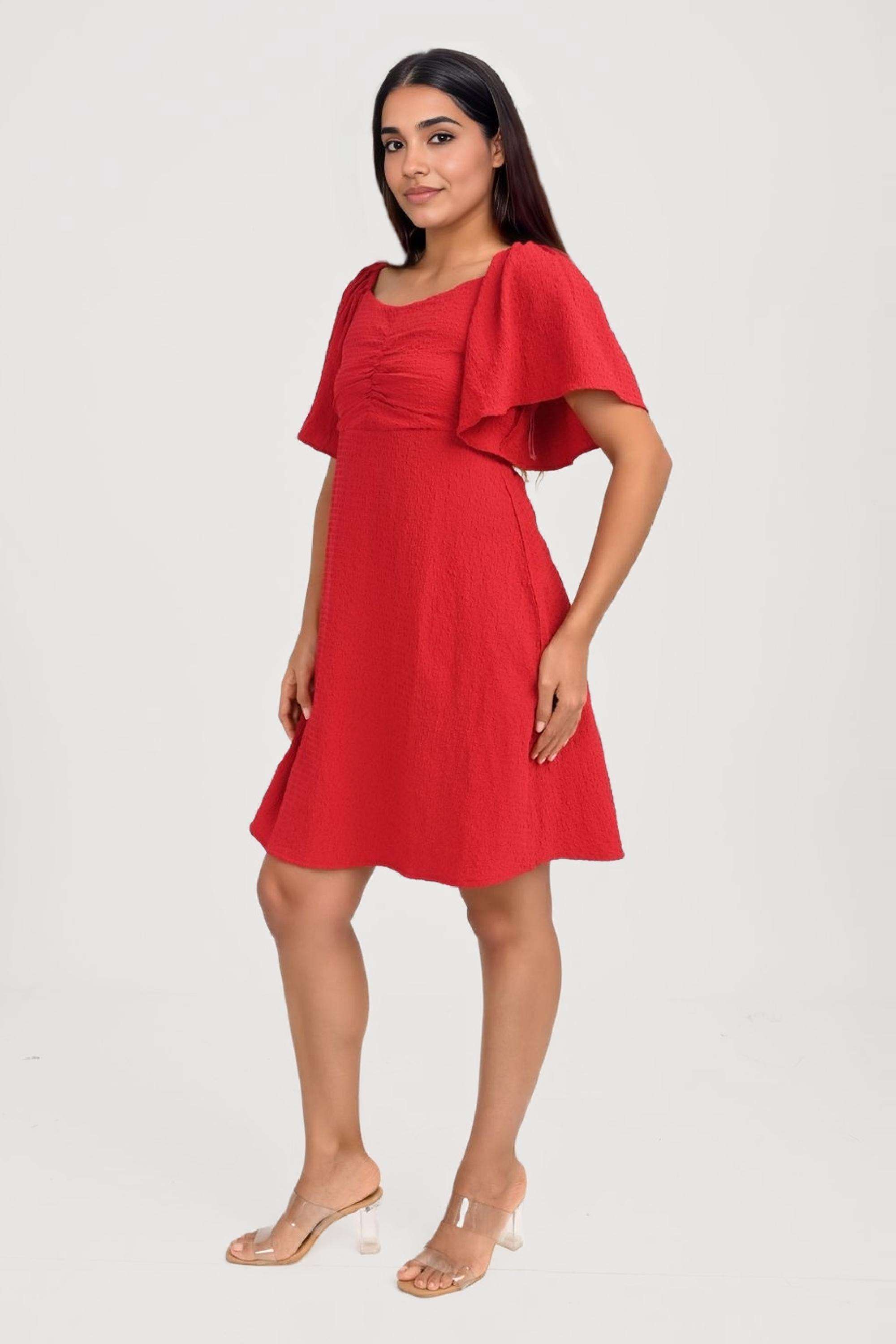 Solid-Blended-Fabric-Sweetheart-Neck-Women-s-Casual-Wear-Dress