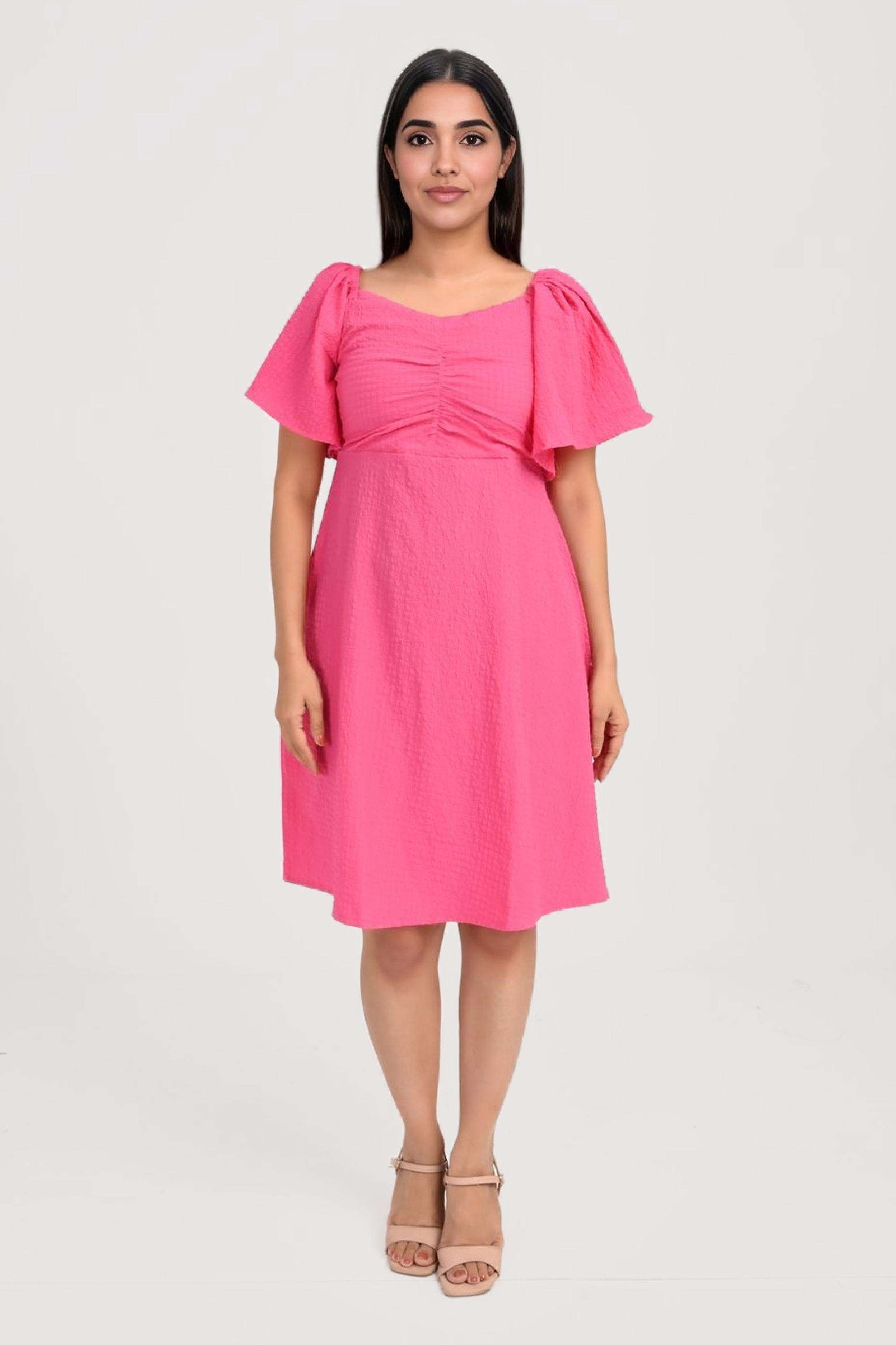 Solid-Blended-Fabric-Sweetheart-Neck-Women-s-Casual-Wear-Dress