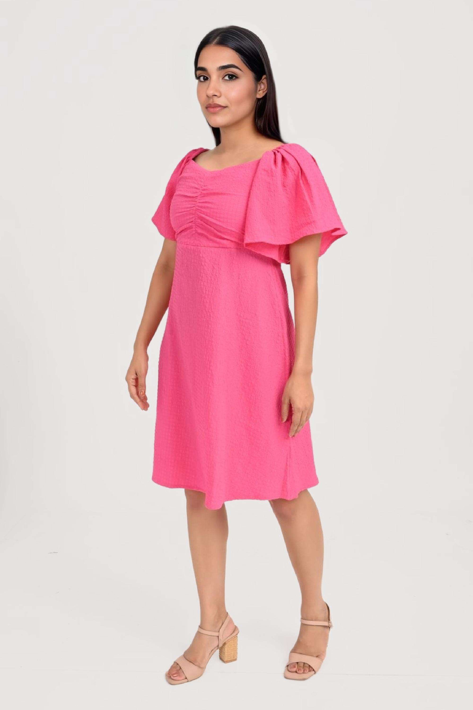 Solid-Blended-Fabric-Sweetheart-Neck-Women-s-Casual-Wear-Dress