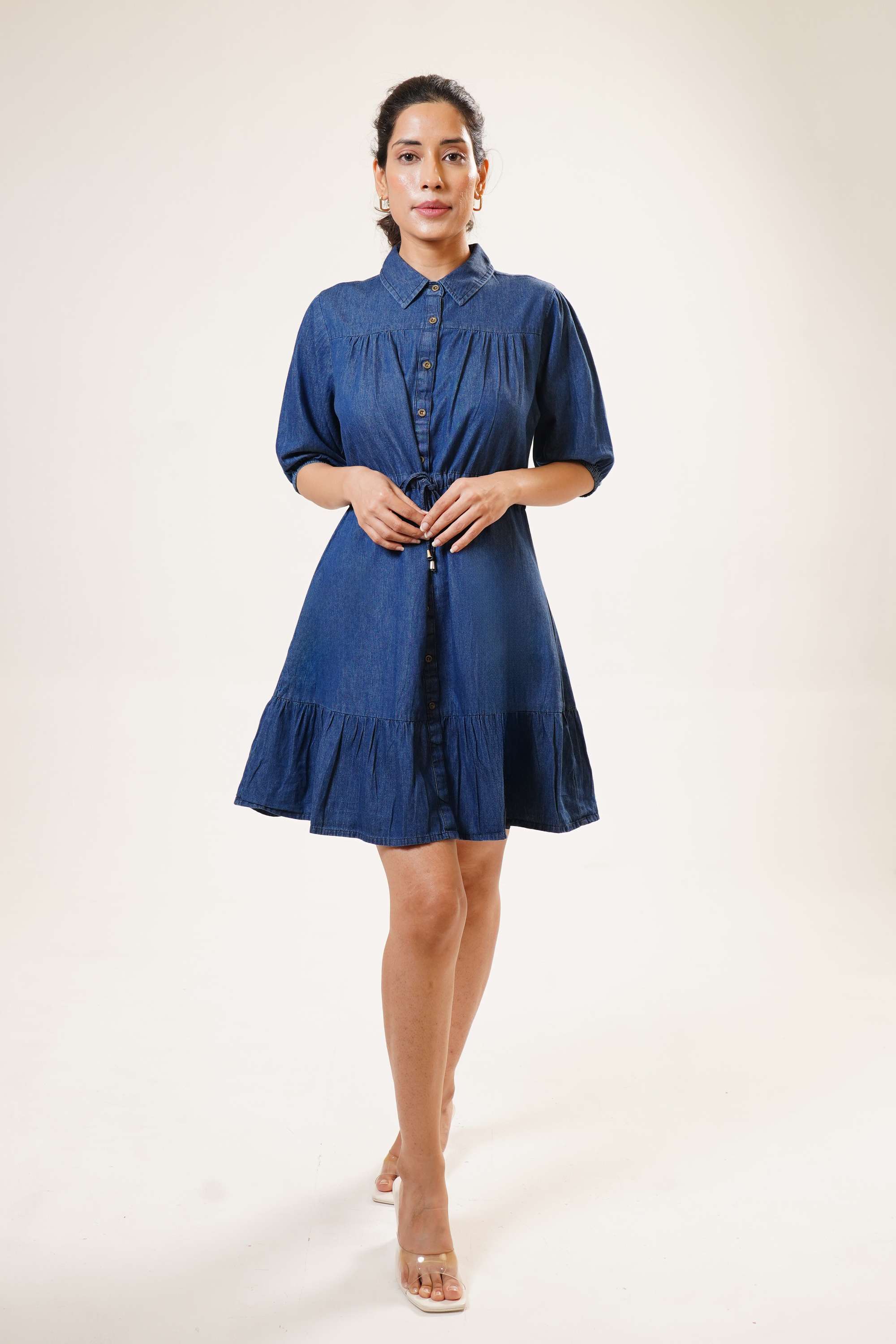Solid-Blended-Fabric-Casual-Wear-Dress