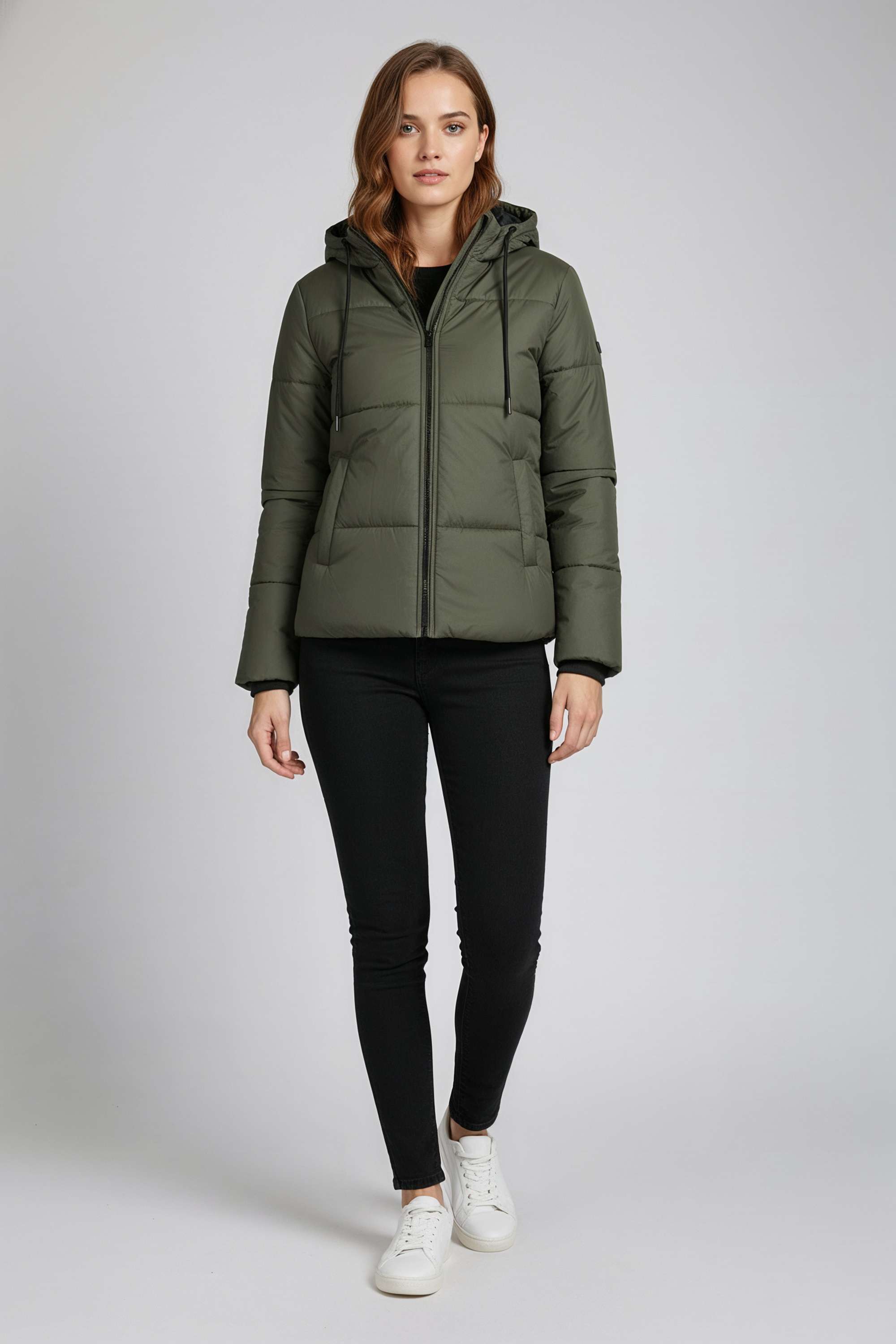 Solid-Hooded-Blended-Fabric-Women-s-Casual-Wear-Jacket