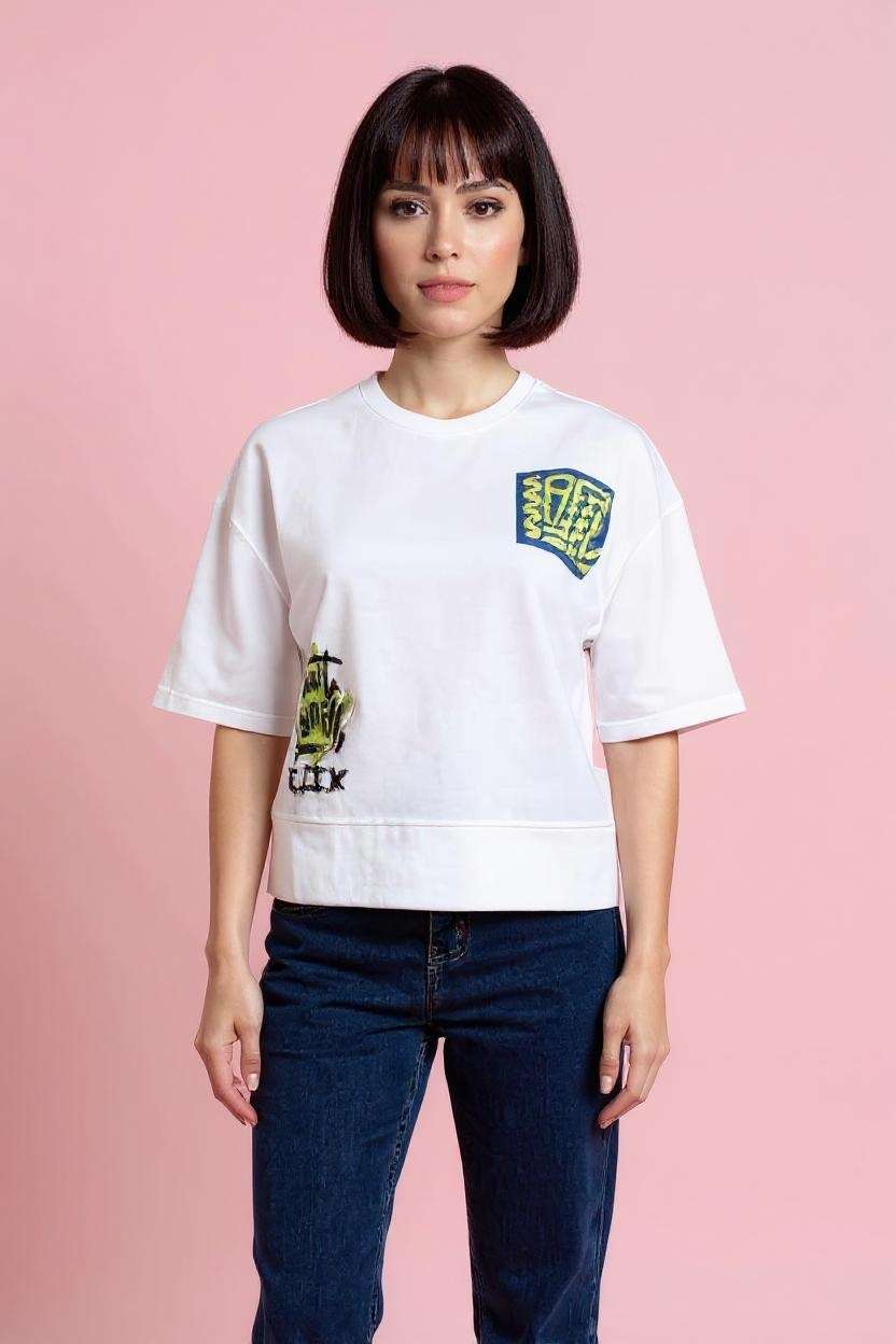 Blended-Fabric-Regular-Fit-Women-T-Shirt