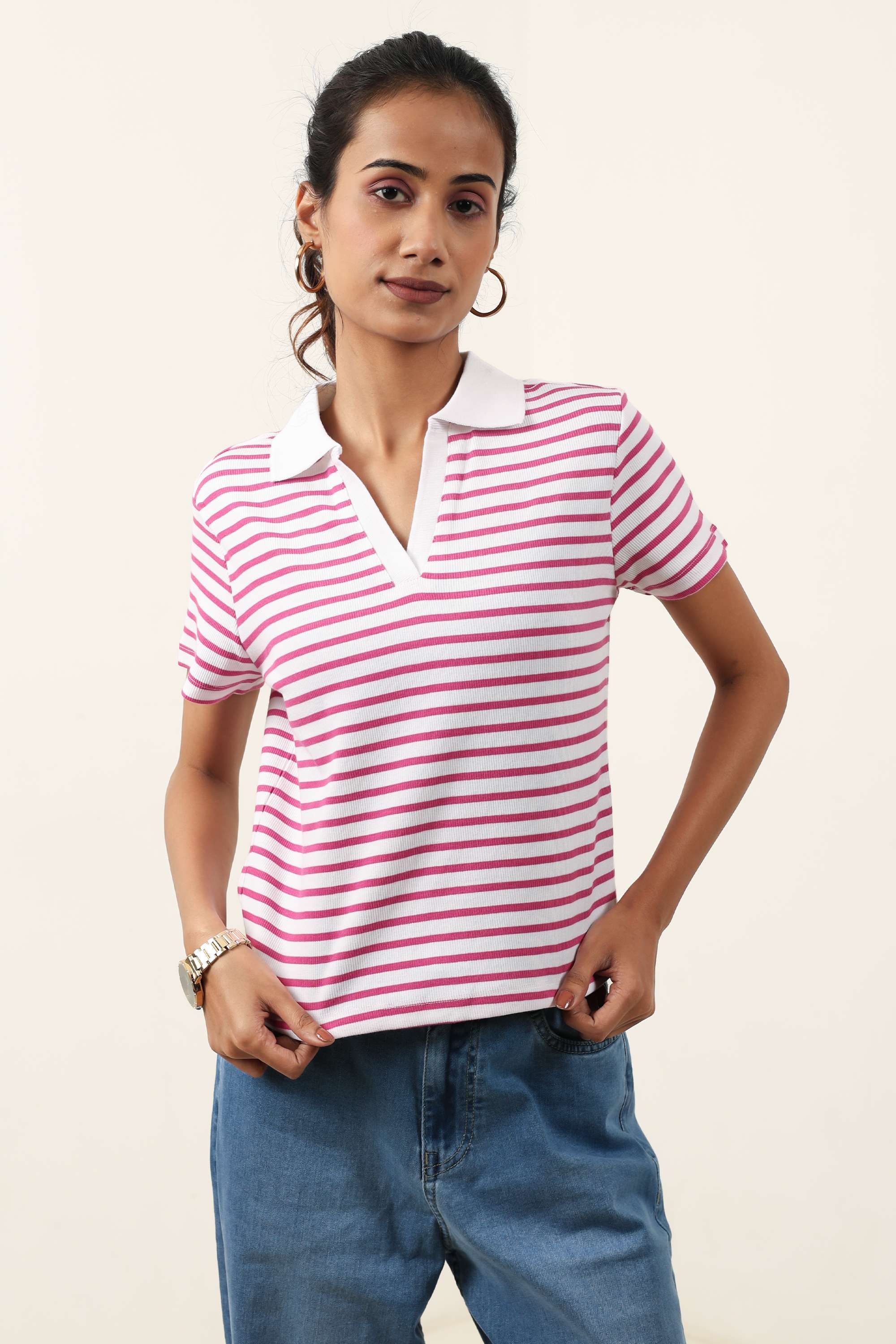Blended-Fabric-Regular-Fit-Women-T-Shirt