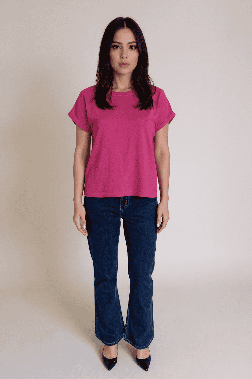 Blended-Fabric-Regular-Fit-Women-T-Shirt