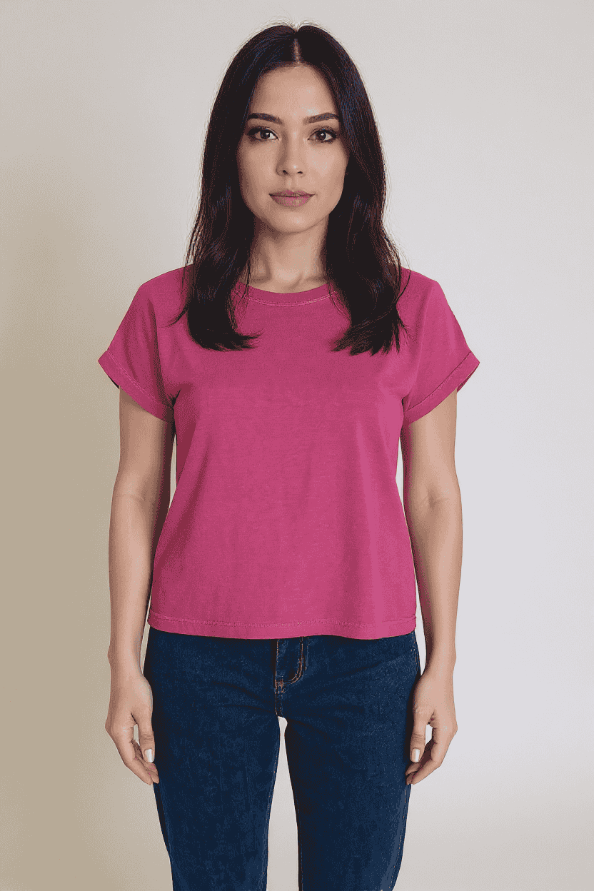 Blended-Fabric-Regular-Fit-Women-T-Shirt