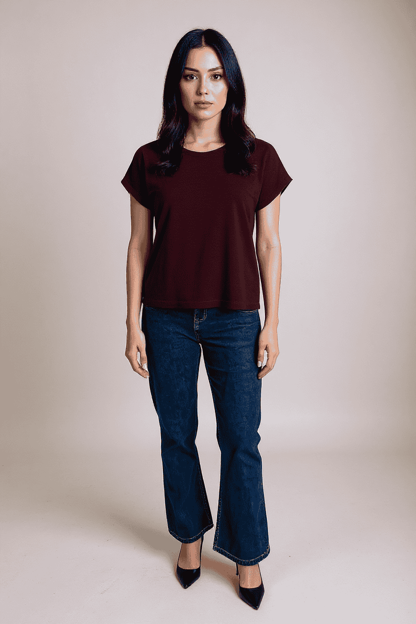 Blended-Fabric-Regular-Fit-Women-T-Shirt