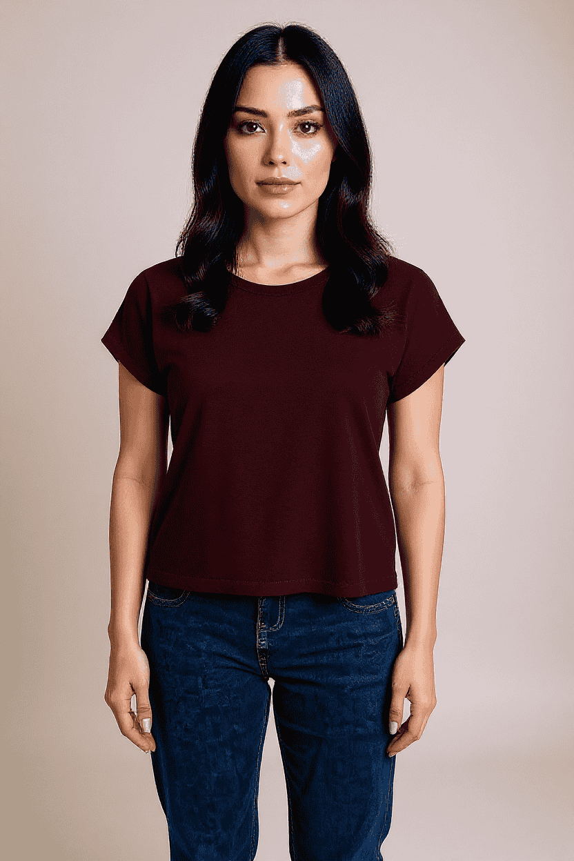 Blended-Fabric-Regular-Fit-Women-T-Shirt