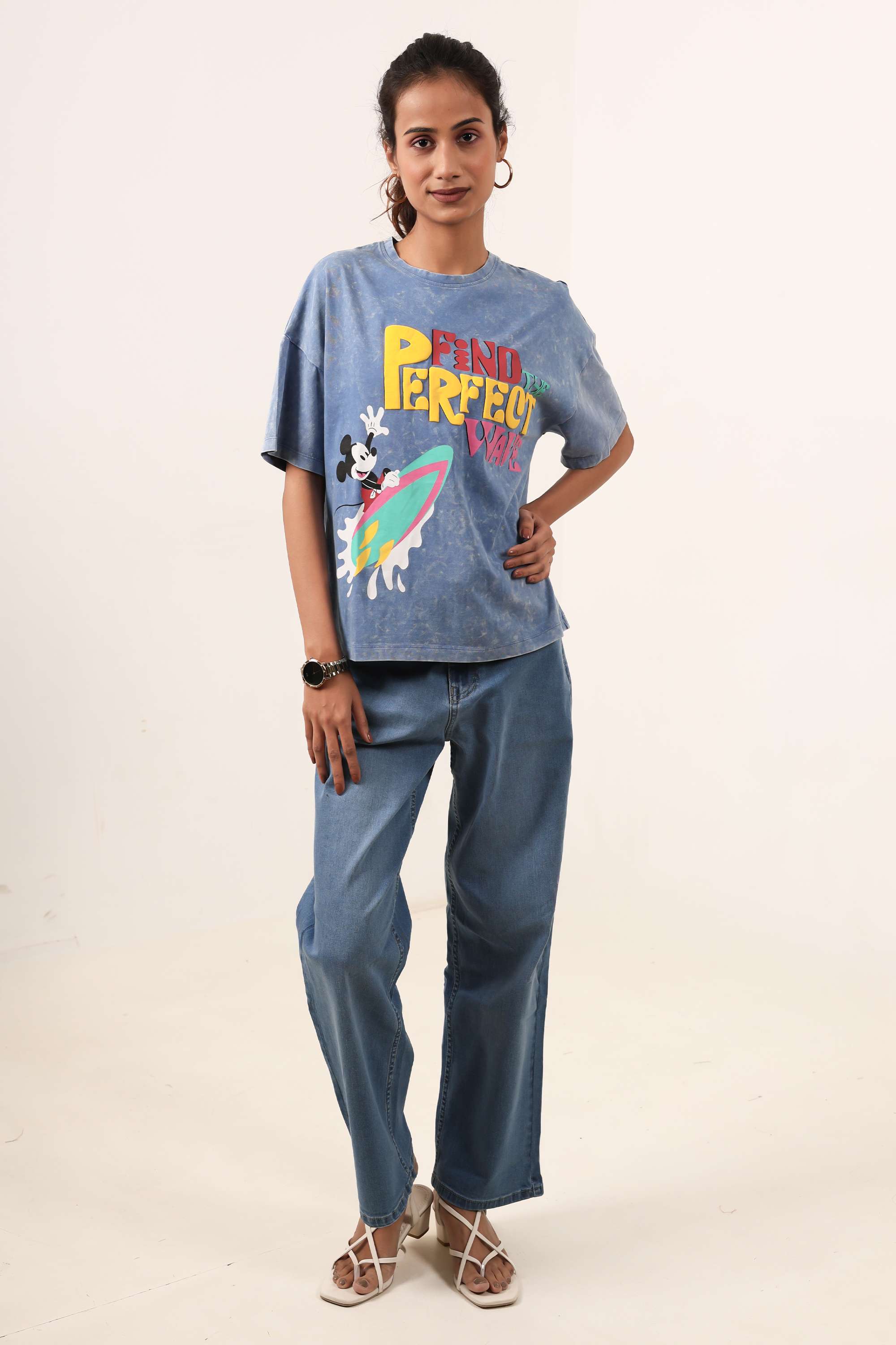 Solid-Blended-Fabric-Women-Casual-Wear-T-Shirt