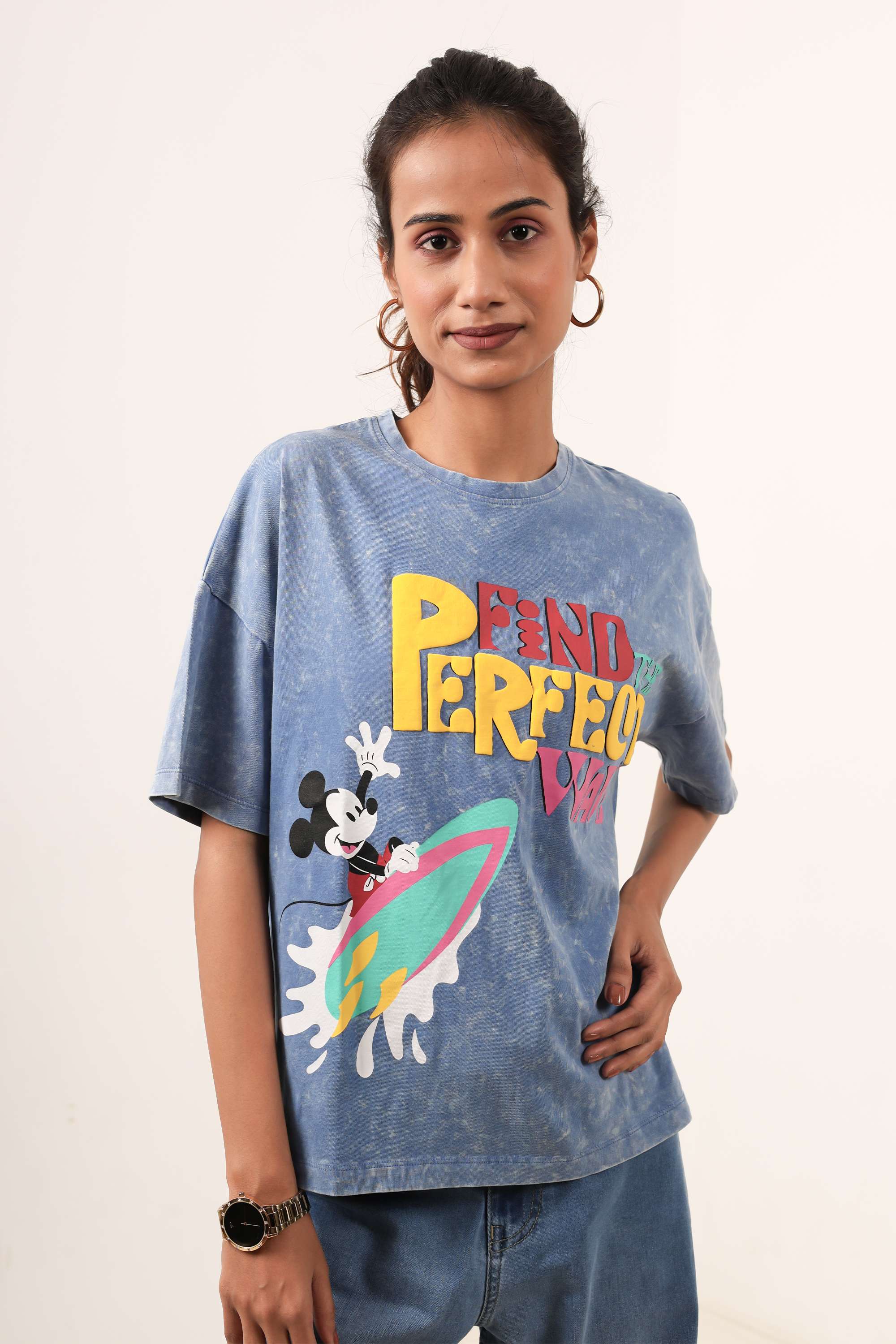 Solid-Blended-Fabric-Women-Casual-Wear-T-Shirt