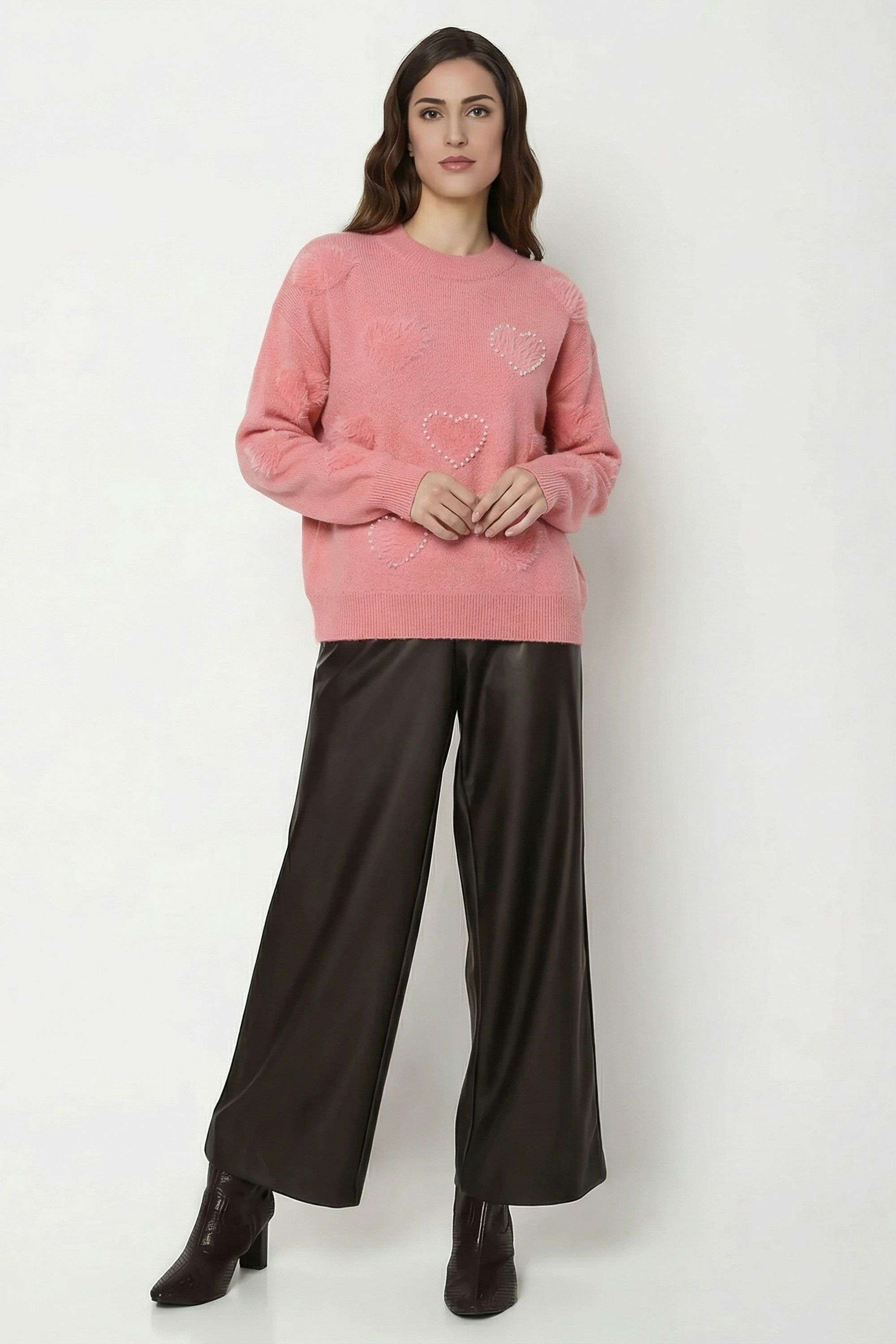 Printed-Blended-Fabric-Round-Neck-Women-s-Pullover