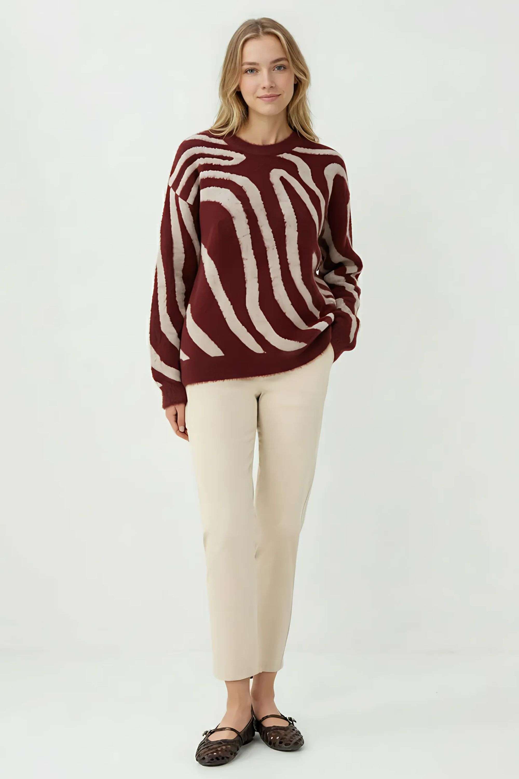 Solid-Blended-Fabric-Regular-Fit-Casual-Wear-Women-Sweater