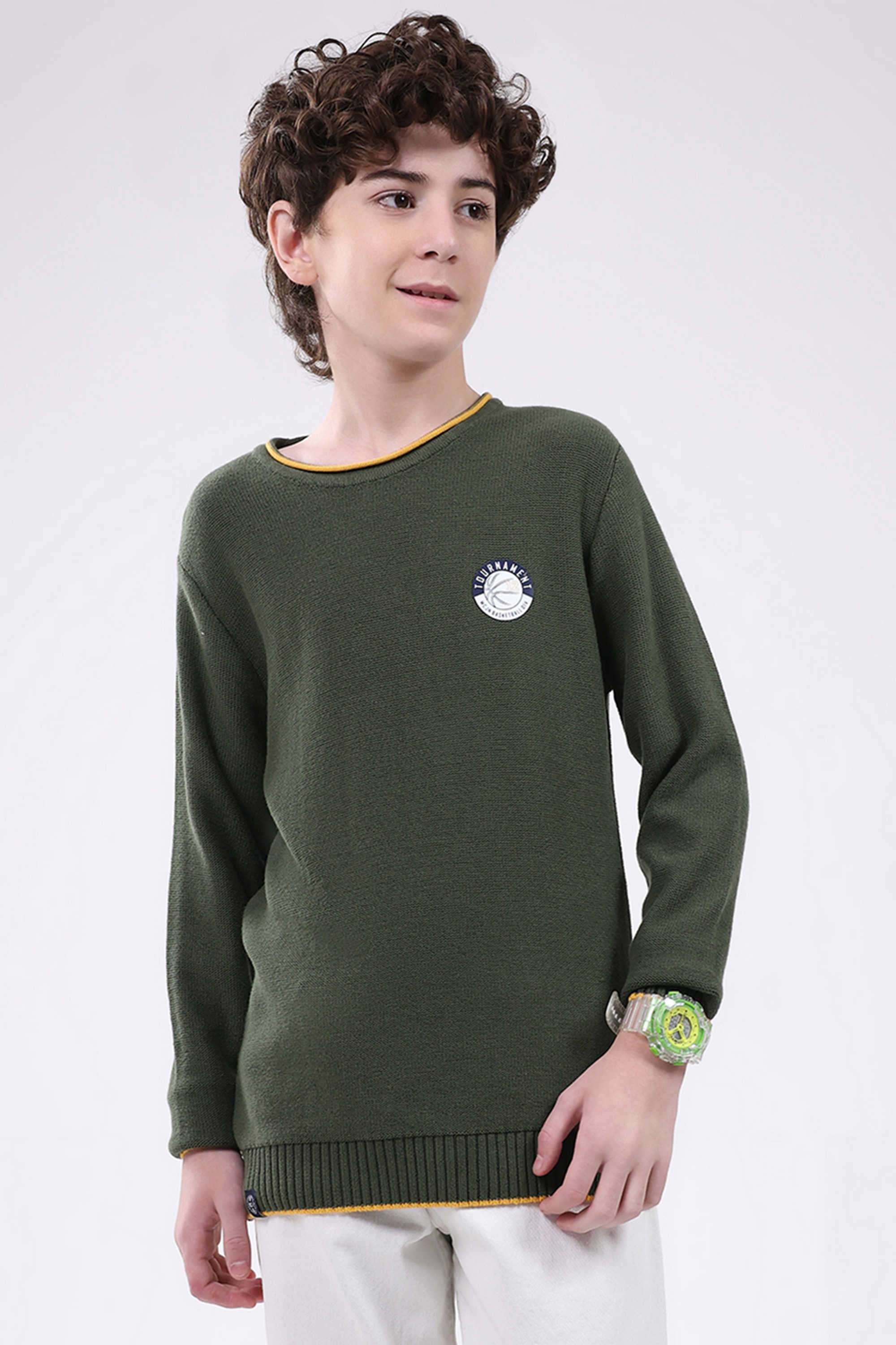 Solid-Cotton-Round-Neck-Boys-Pullover