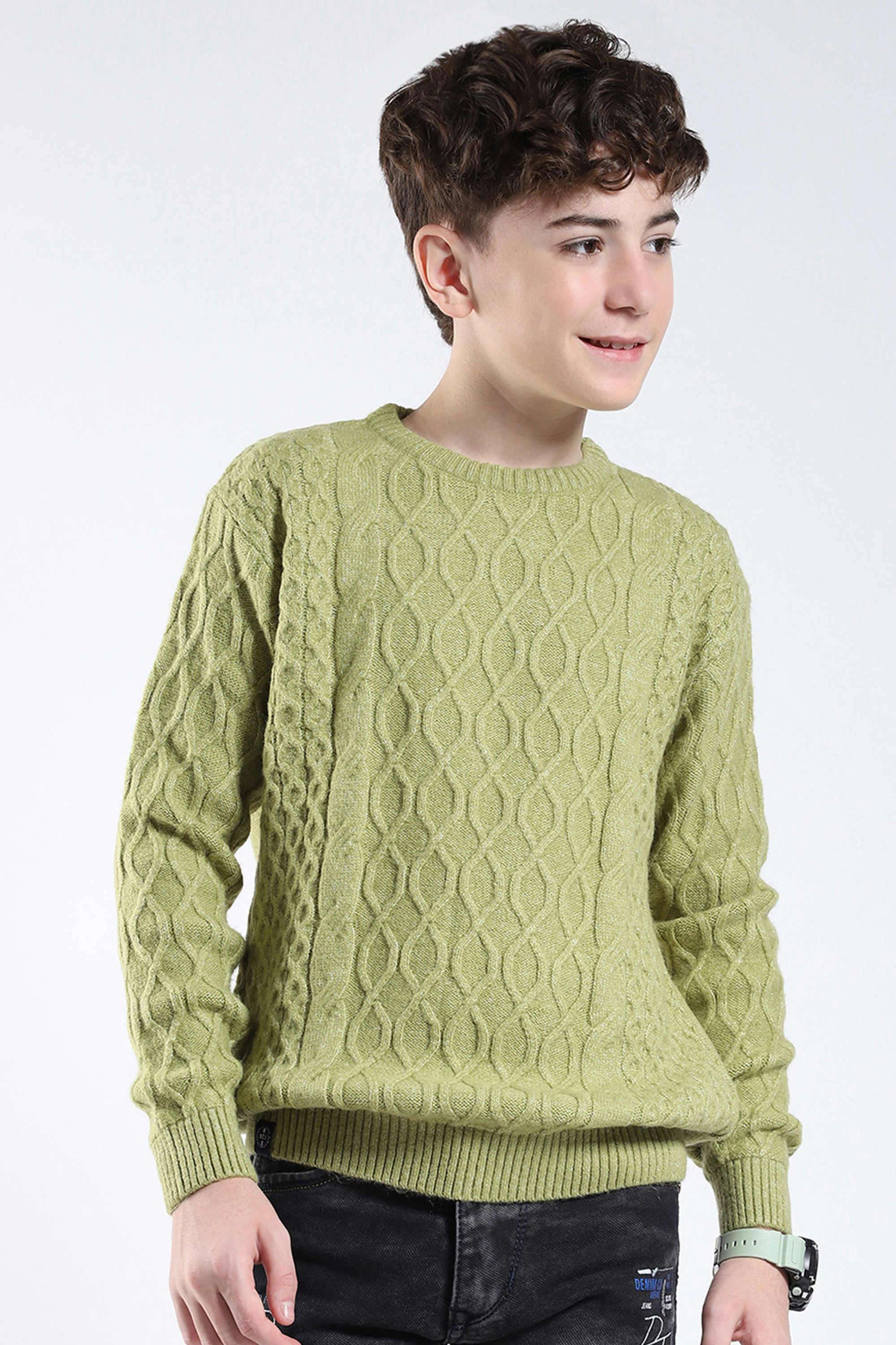 Printed-Blended-Fabric-Round-Neck-Boys-Pullover