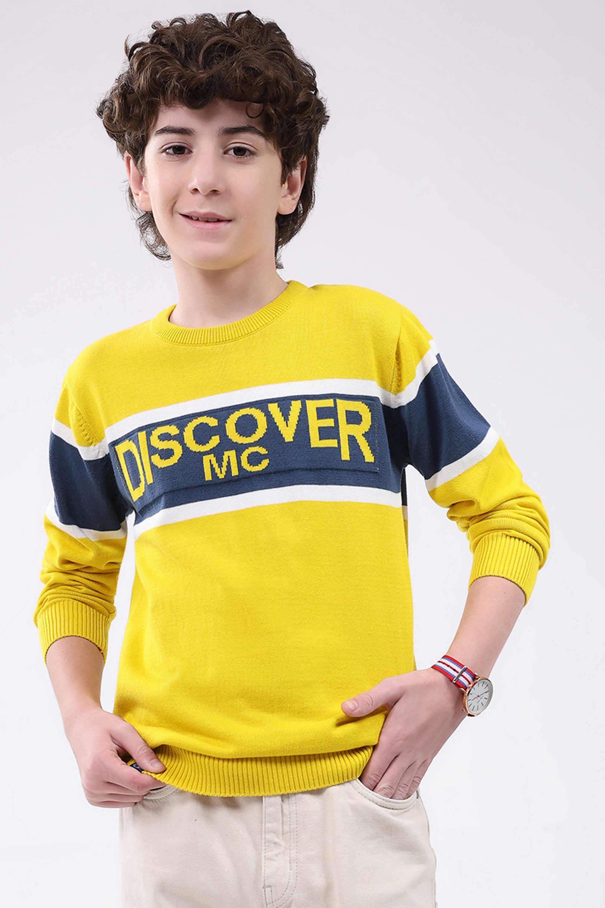 Textured-Cotton-Round-Neck-Boys-Pullover