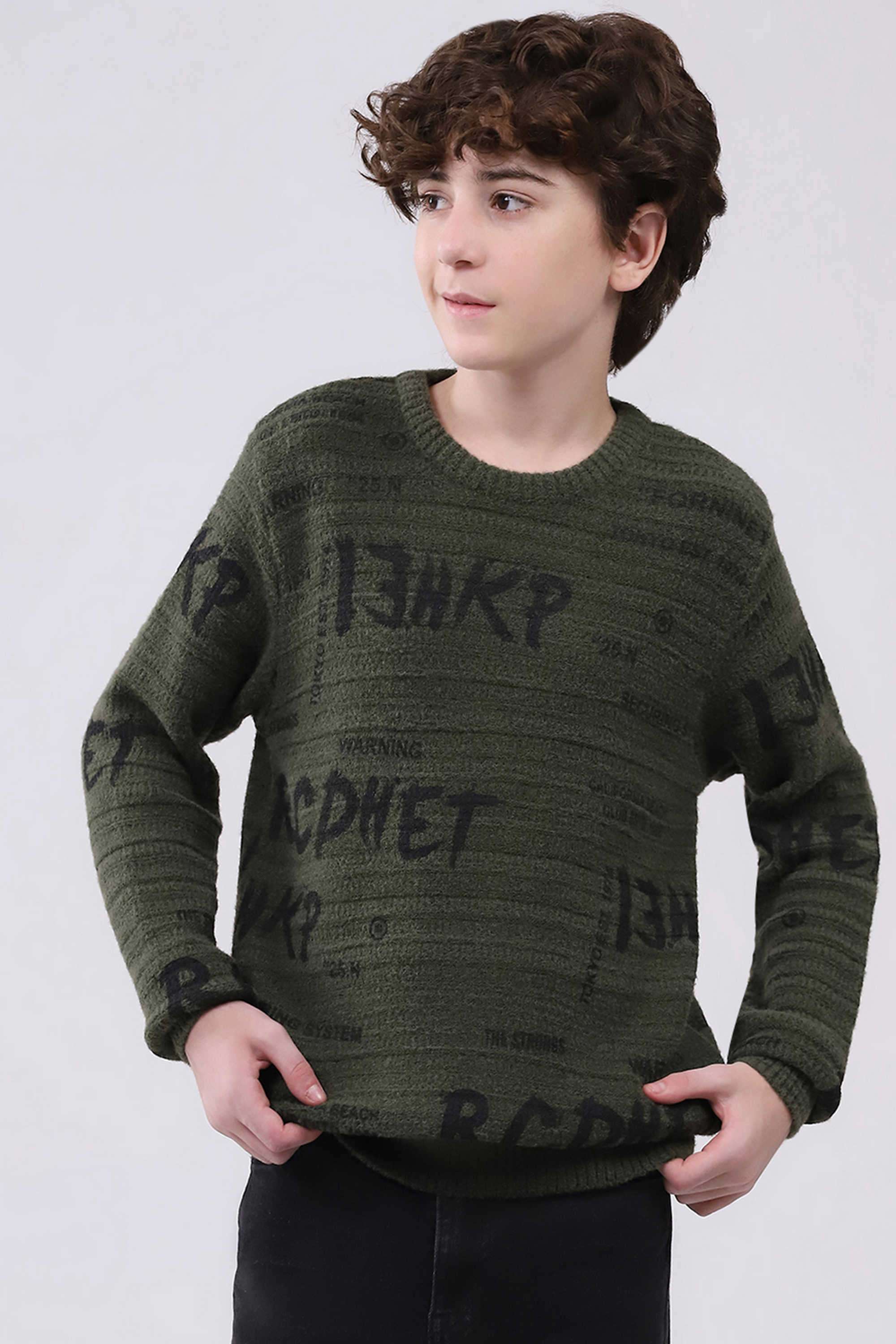 Stripes-Blended-Fabric-Round-Neck-Boys-Pullover