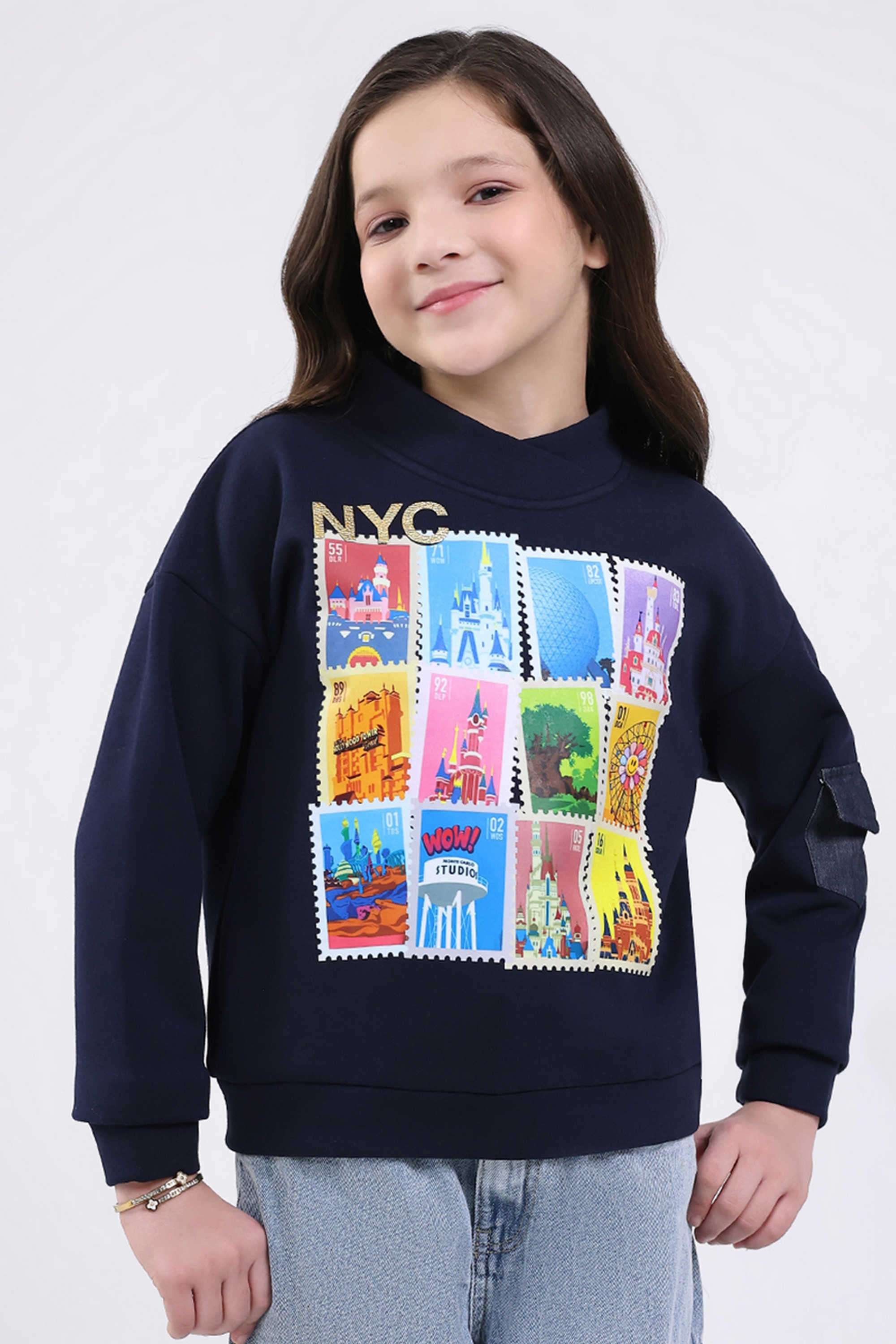 Printed-Blended-Fabric-Round-Neck-Girls-Sweatshirt