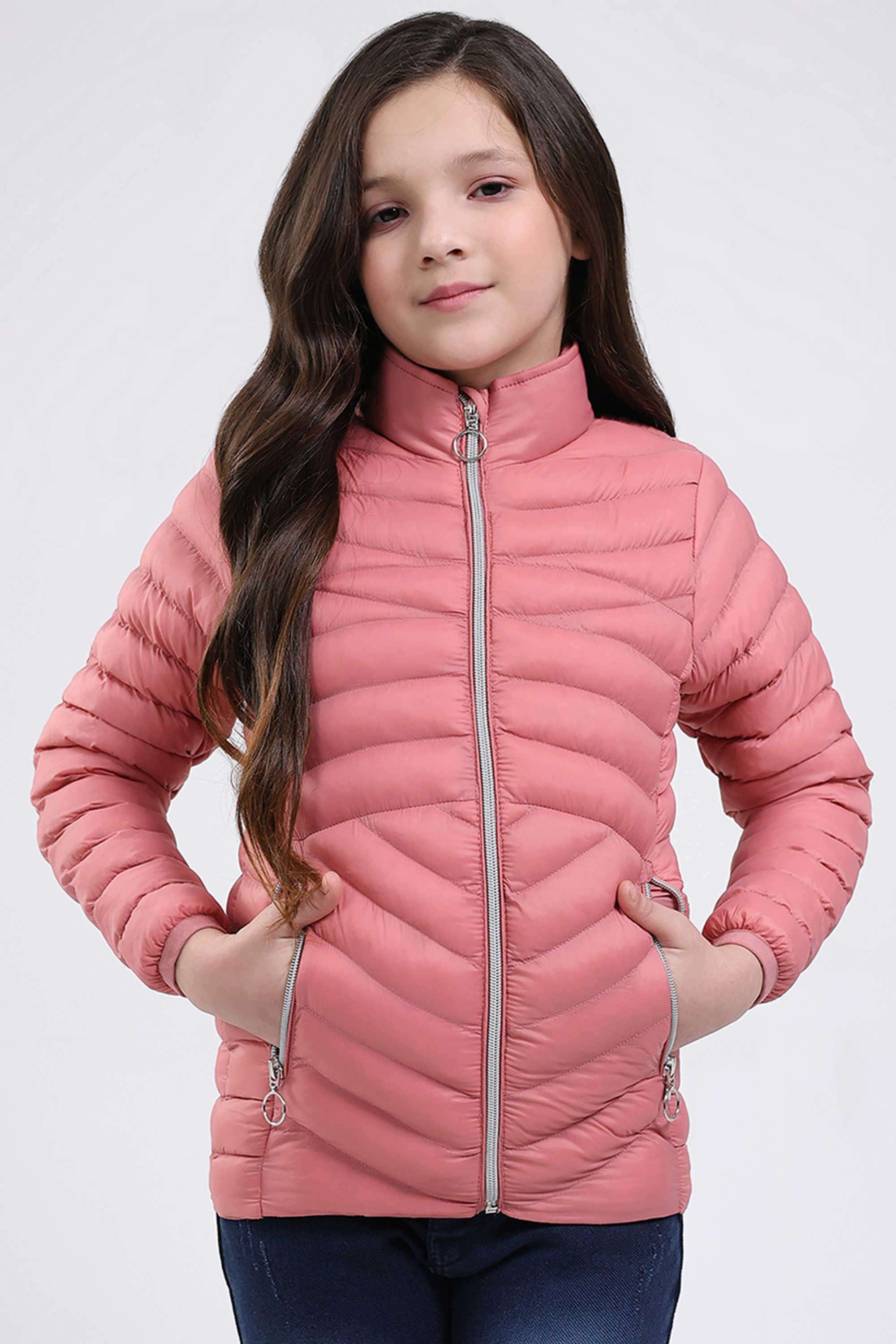 Solid-Blended-Fabric-Collared-Girls-Jacket