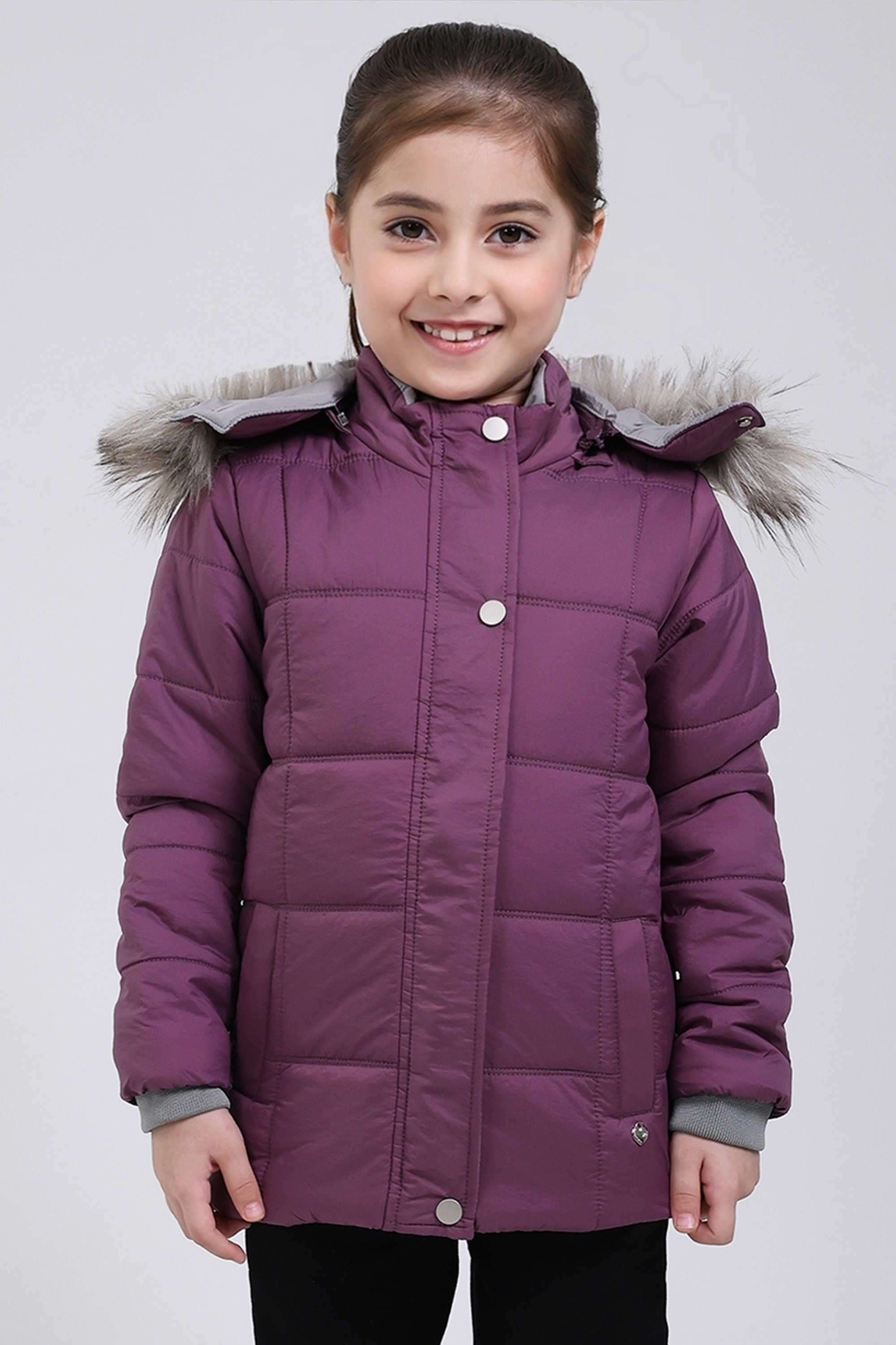 Solid-Blended-Fabric-Hooded-Girls-Jacket