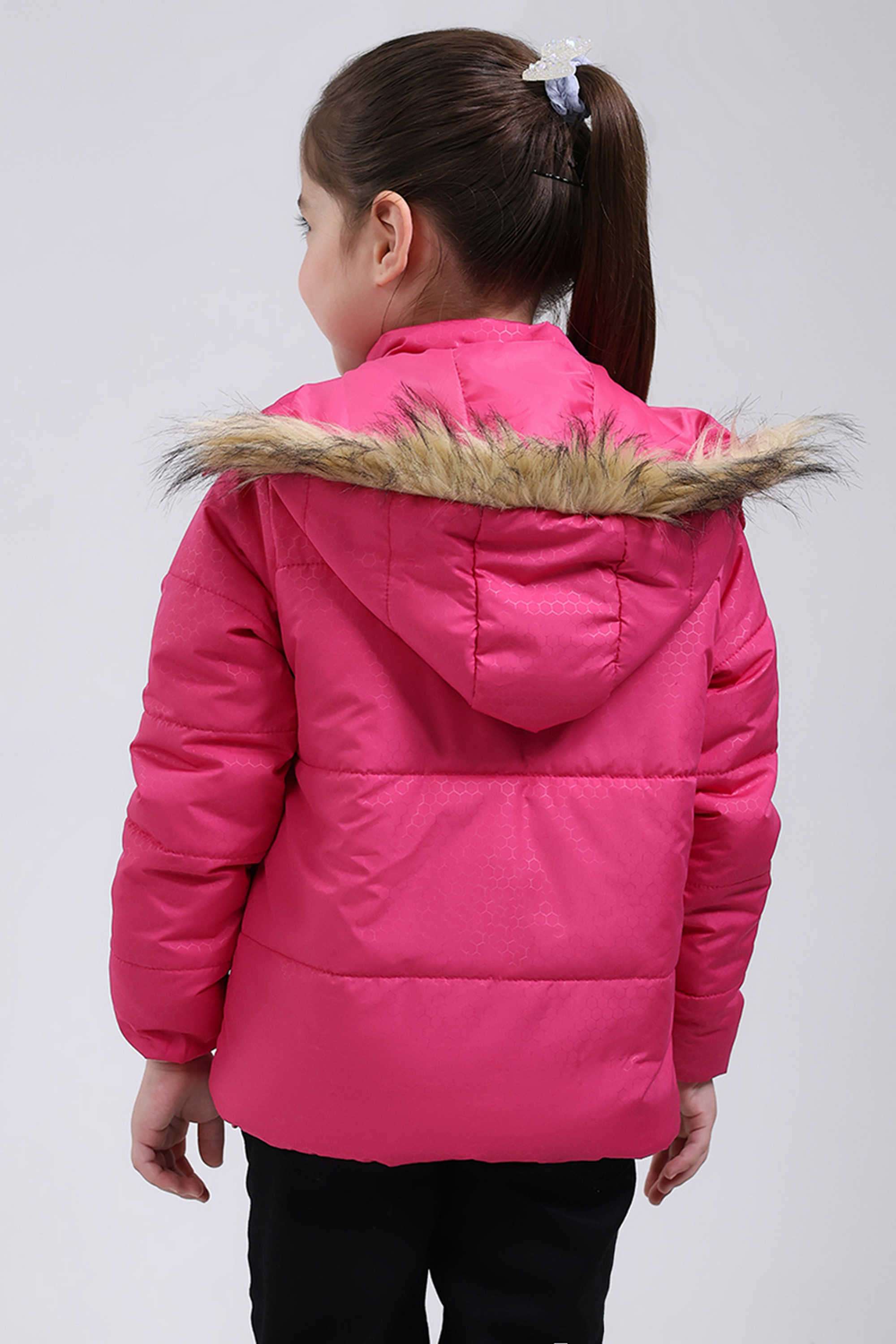 Printed-Blended-Fabric-Hooded-Girls-Jacket
