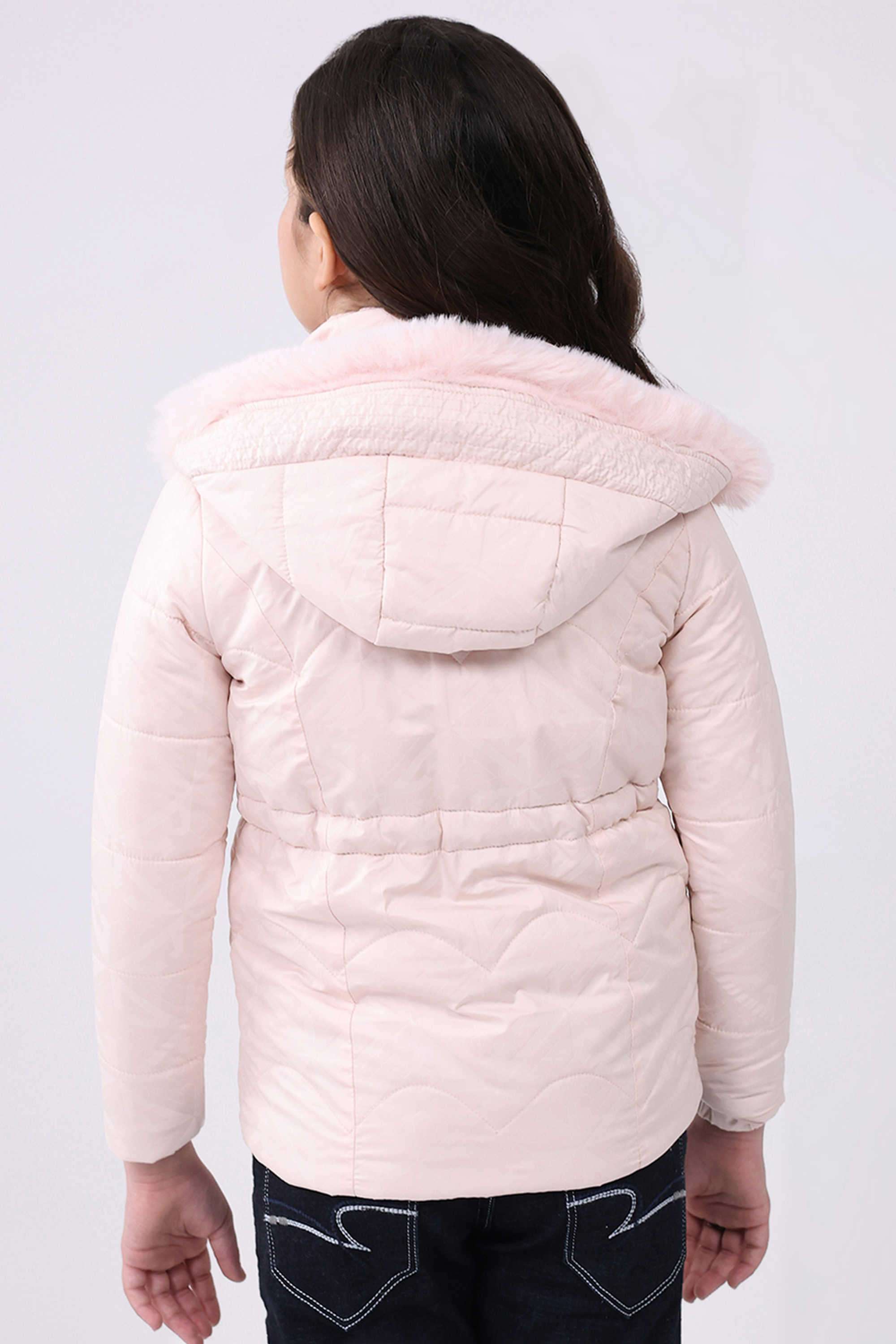 Solid-Blended-Fabric-Hooded-Girls-Jacket