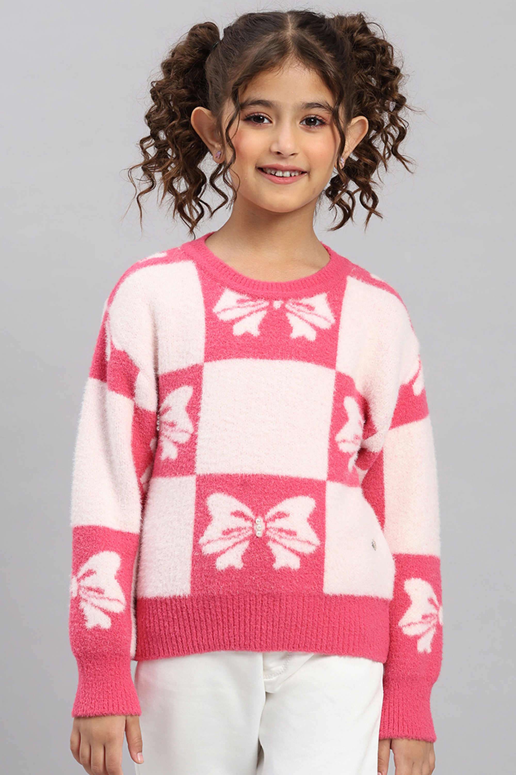 Embroidered-Blend-Yarn-Round-Neck-Girls-Pullover