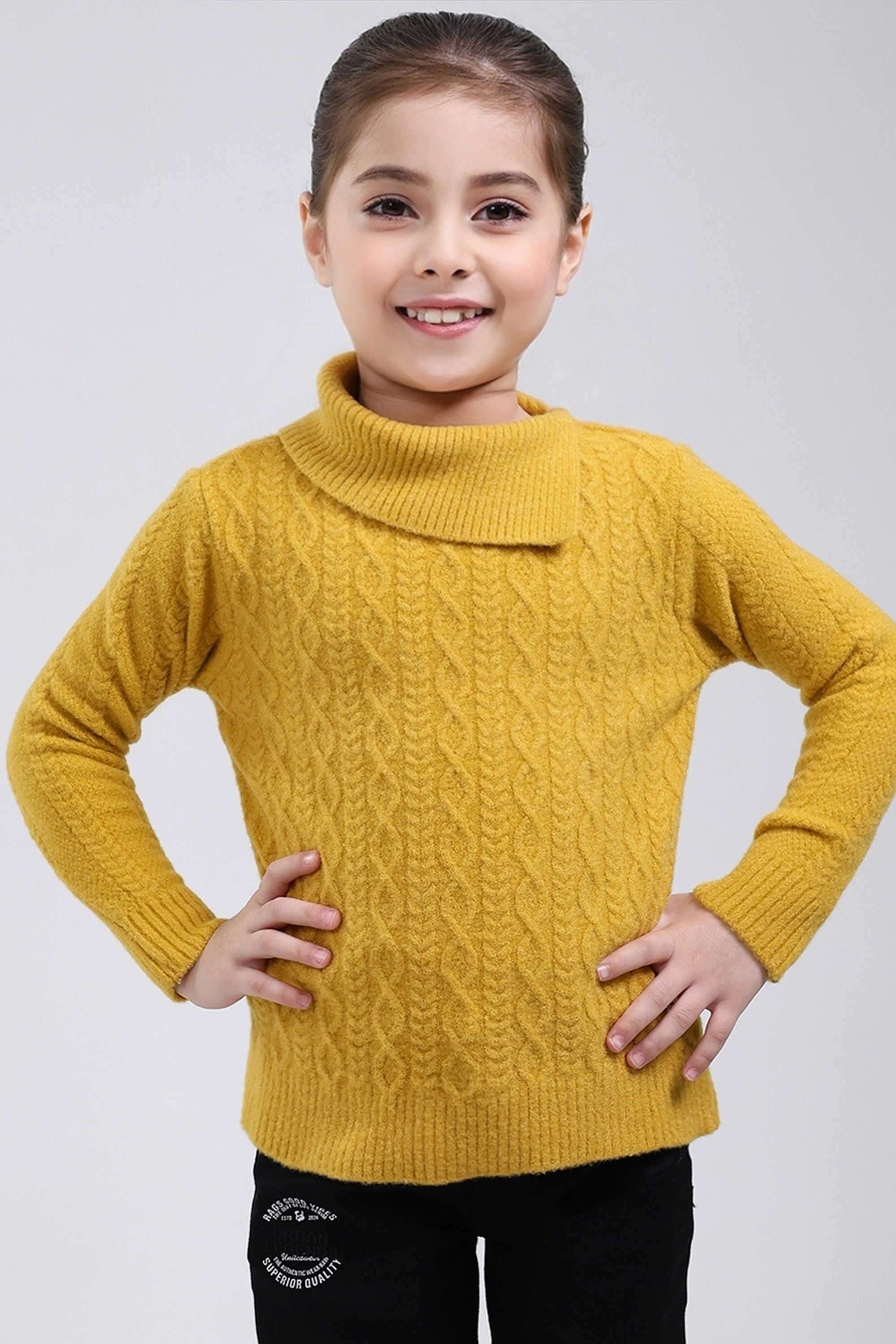 Solid-Blended-Fabric-Round-Neck-Girls-Pullover
