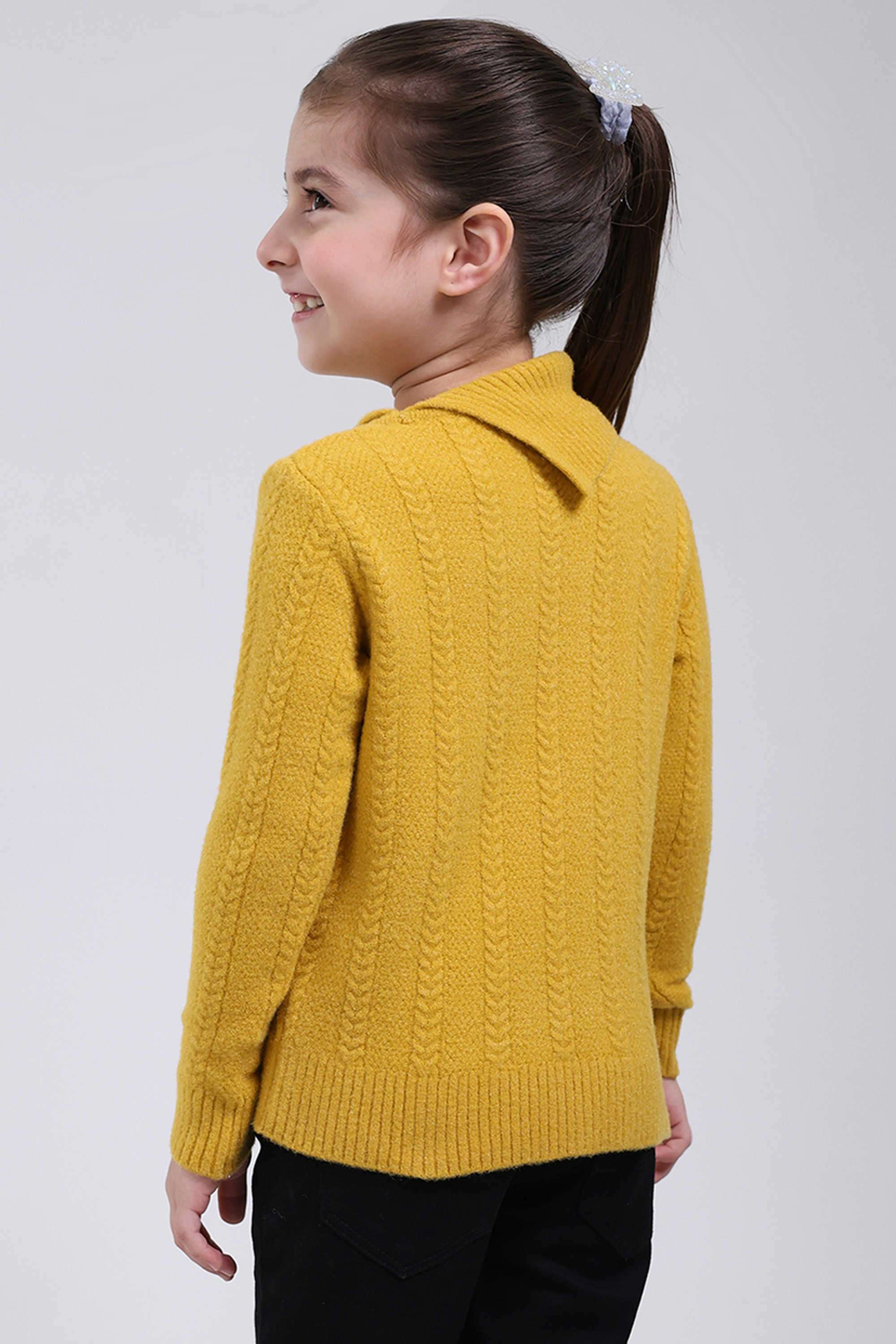 Solid-Blended-Fabric-Round-Neck-Girls-Pullover