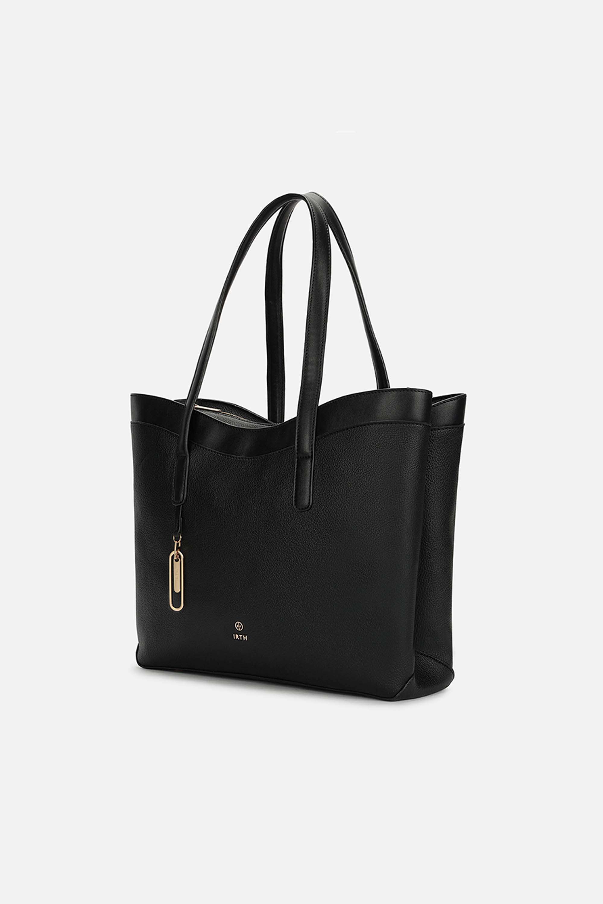 Buy IRTH Black Zipper PU Women Casual Wear Tote Bag | Shoppers Stop