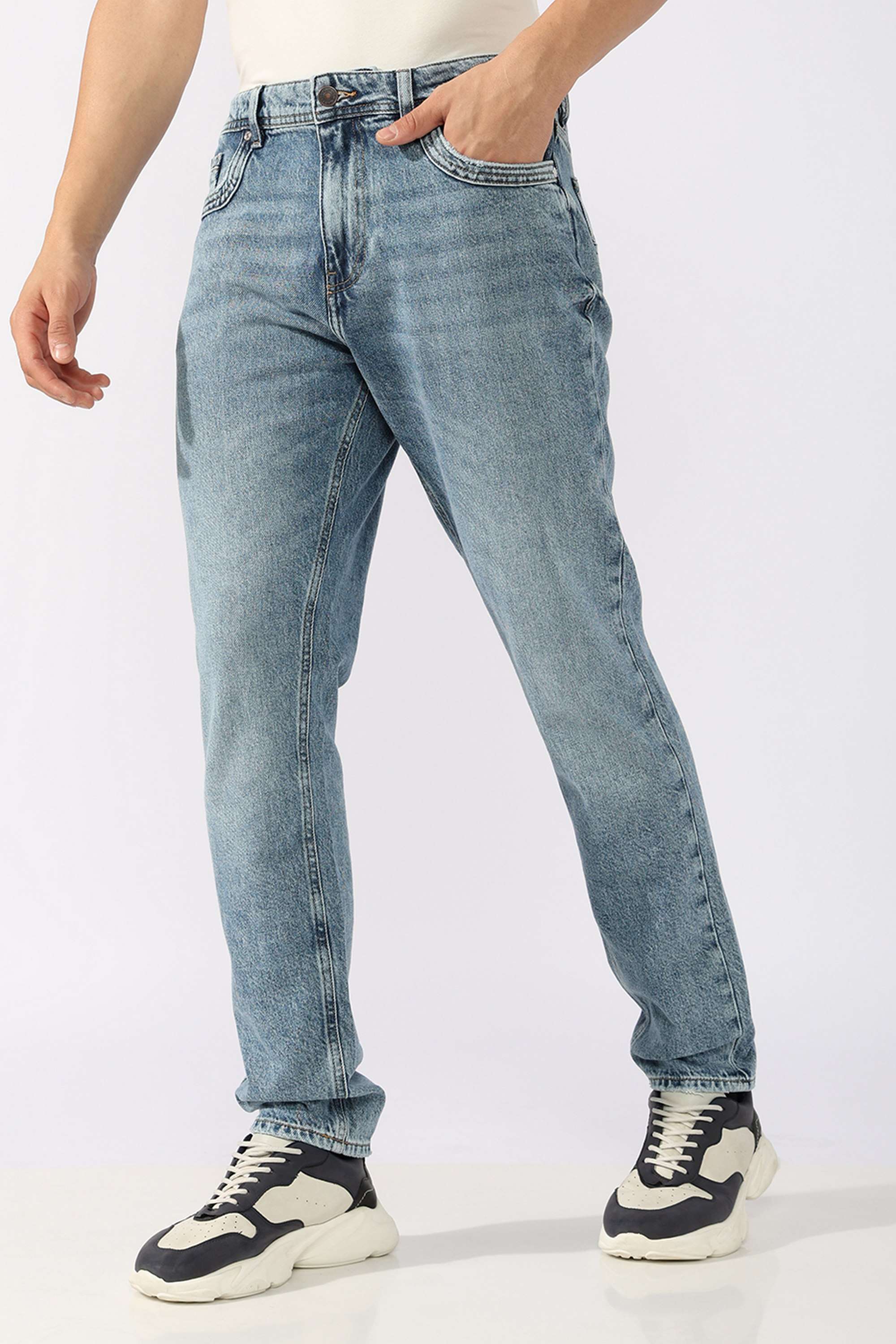 Solid-Cotton-Tapered-Fit-Men-s-Jeans