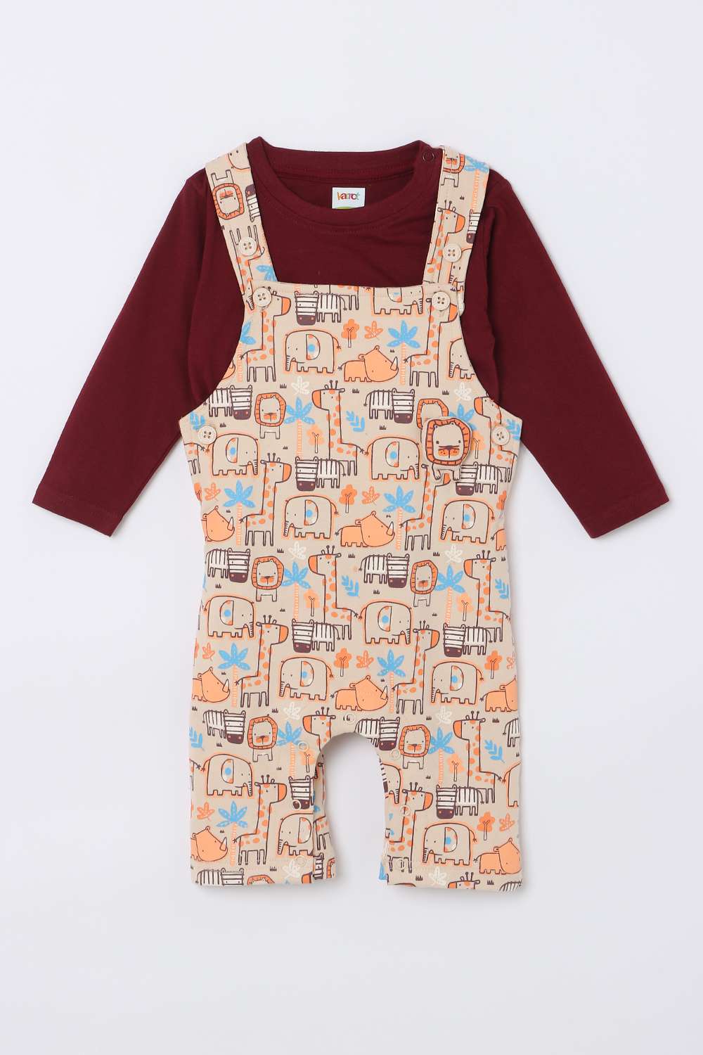 Blended-Fabric-Regular-Fit-Infant-Girls-Dungaree