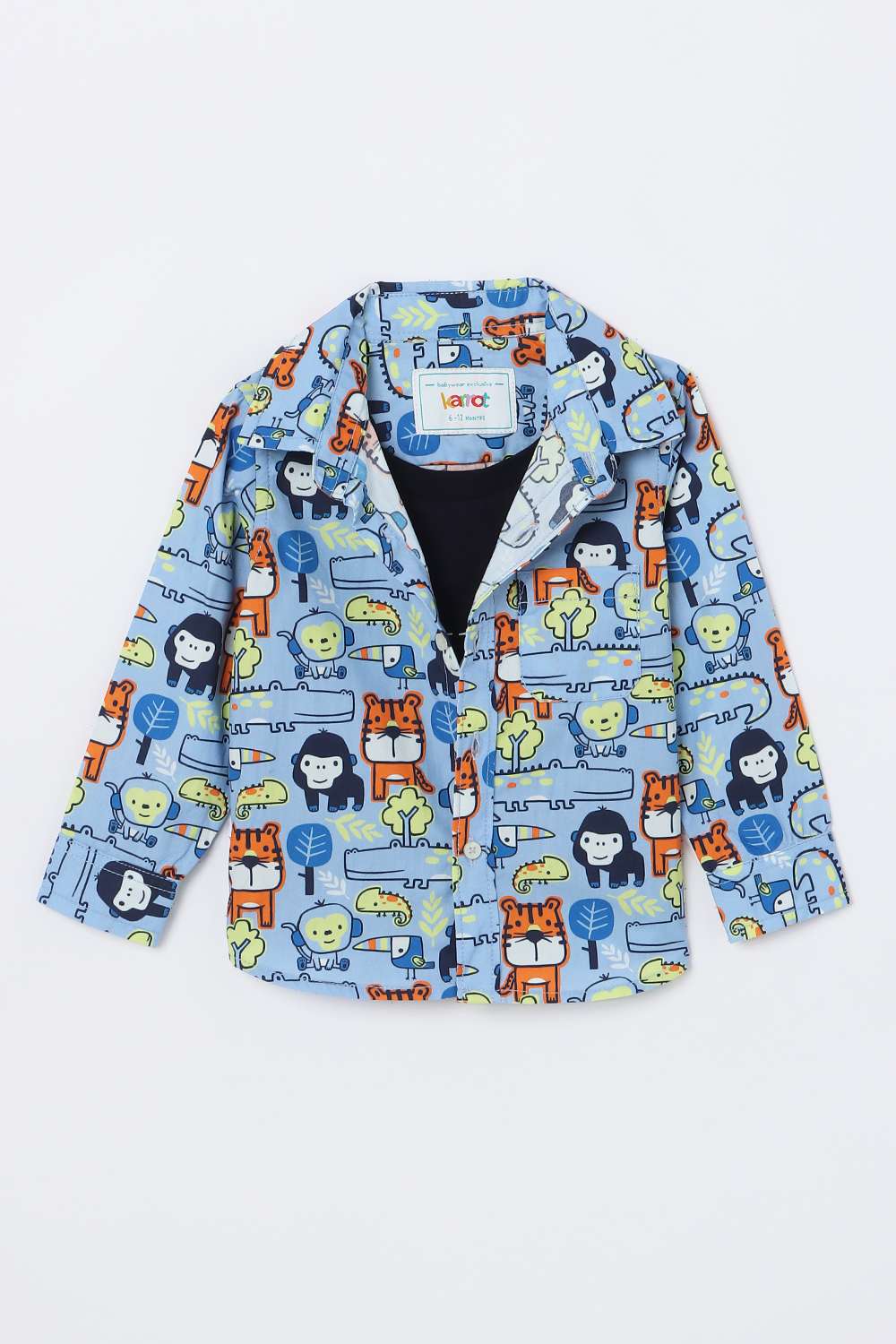 Character-Print-Blended-Fabric-Collared-Infant-Boys-Shirt