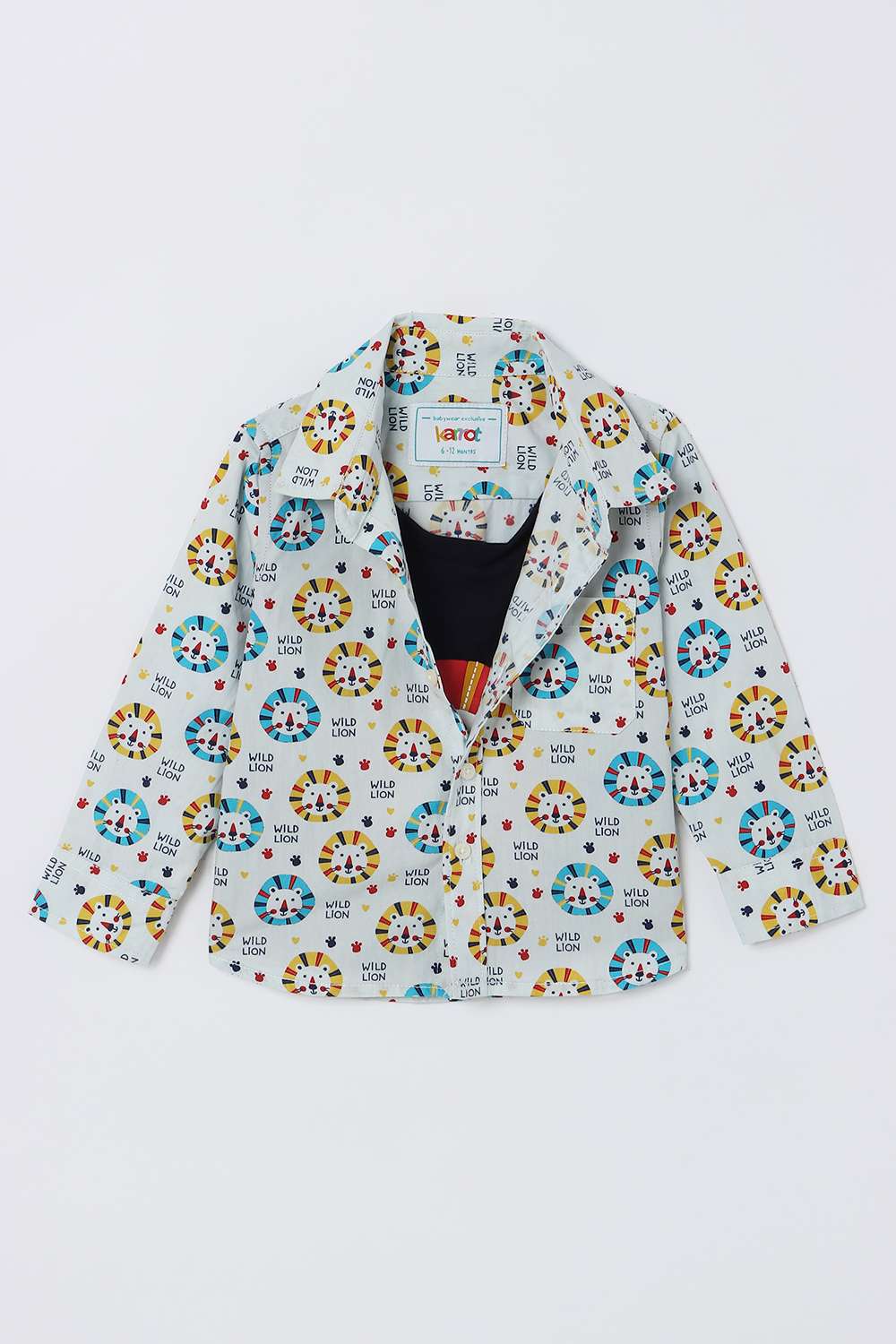 Character-Print-Blended-Fabric-Collared-Infant-Boys-Shirt