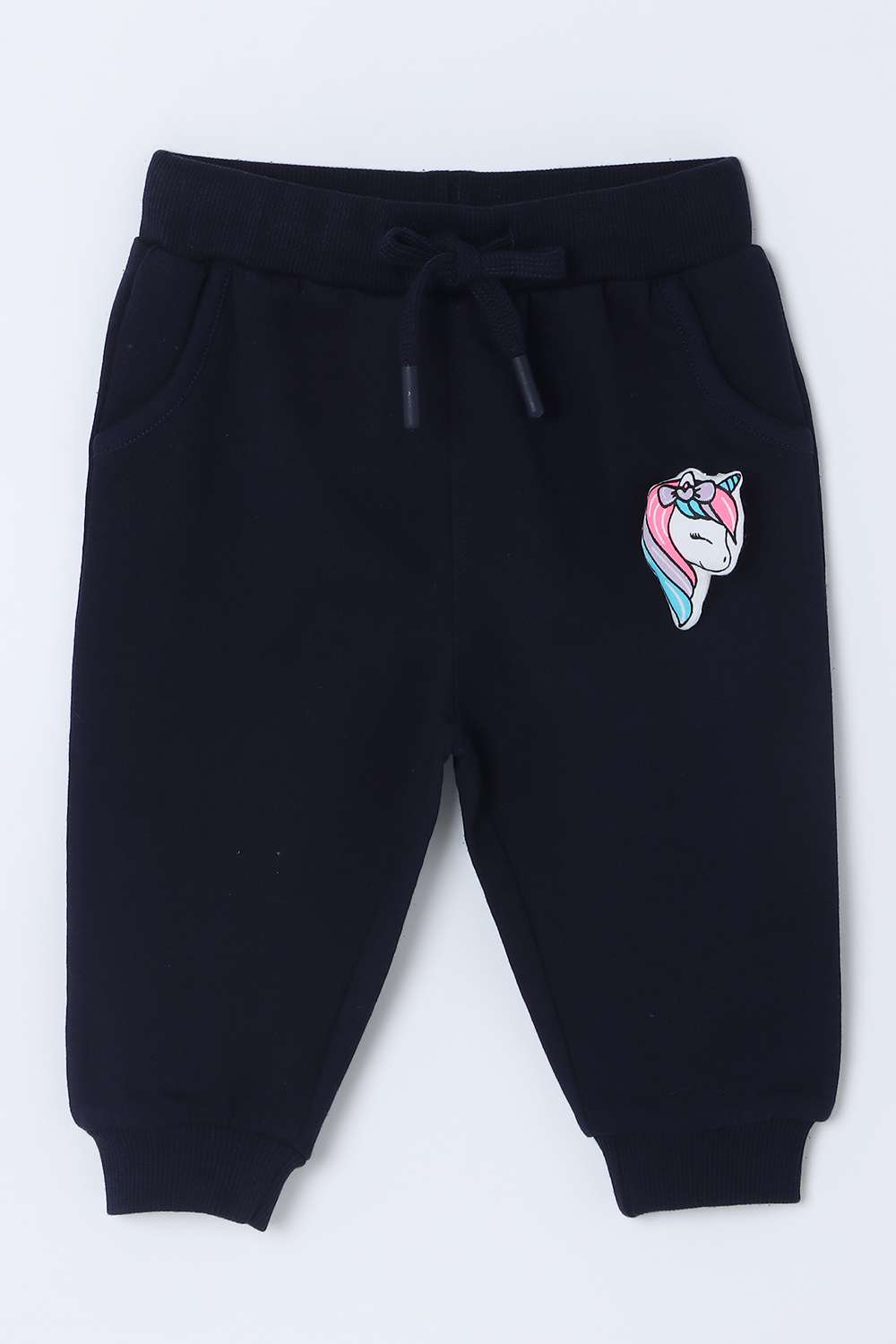 Solid-Cotton-Regular-Fit-Infant-Girls-Track-Pants