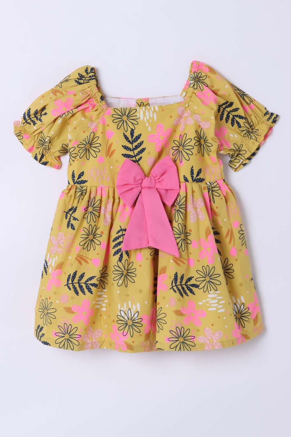 All-Over-Print-Cotton-Square-Neck-Infant-Girls-Casual-Wear-Dress