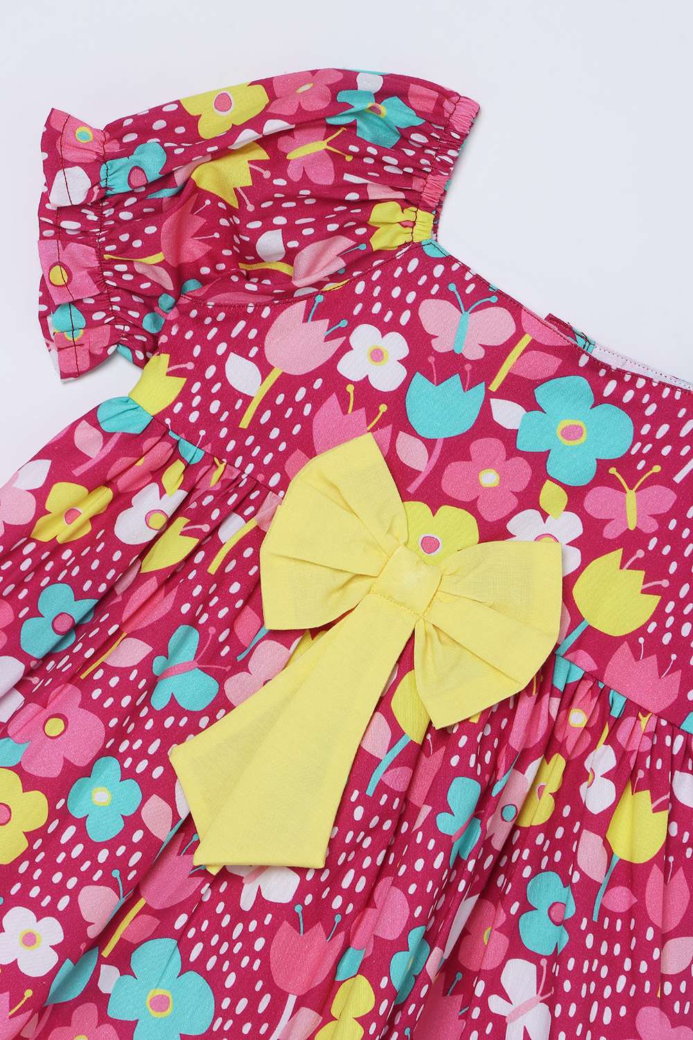 All-Over-Print-Cotton-Square-Neck-Infant-Girls-Casual-Wear-Dress
