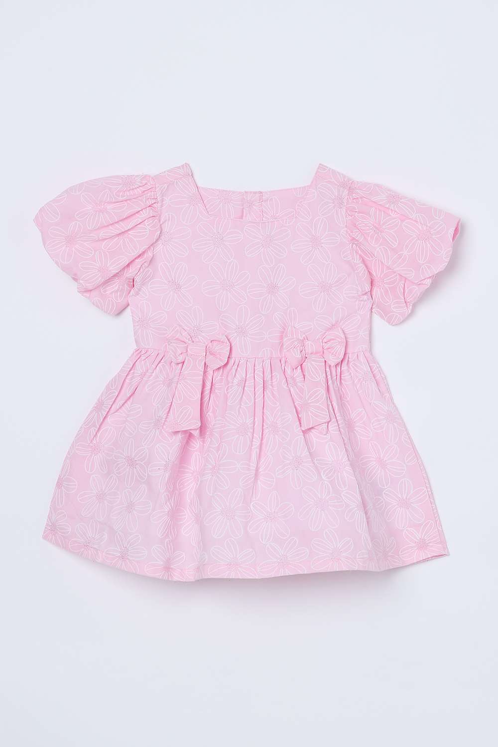 All-Over-Print-Cotton-Square-Neck-Infant-Girls-Casual-Wear-Dress