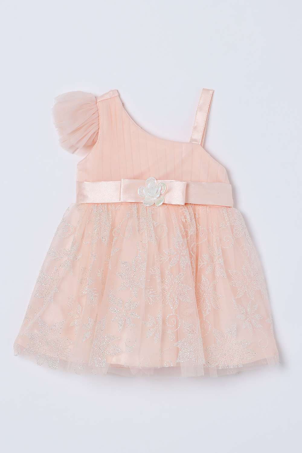 Embellished-Mesh-One-Shoulder-Infant-Girls-Party-Wear-Dress