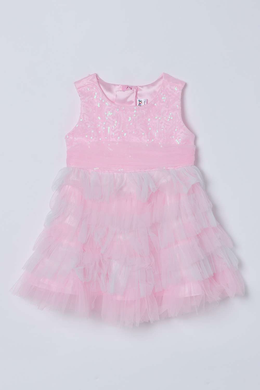 Sequinned-Mesh-Round-Neck-Infant-Girls-Party-Wear-Dress