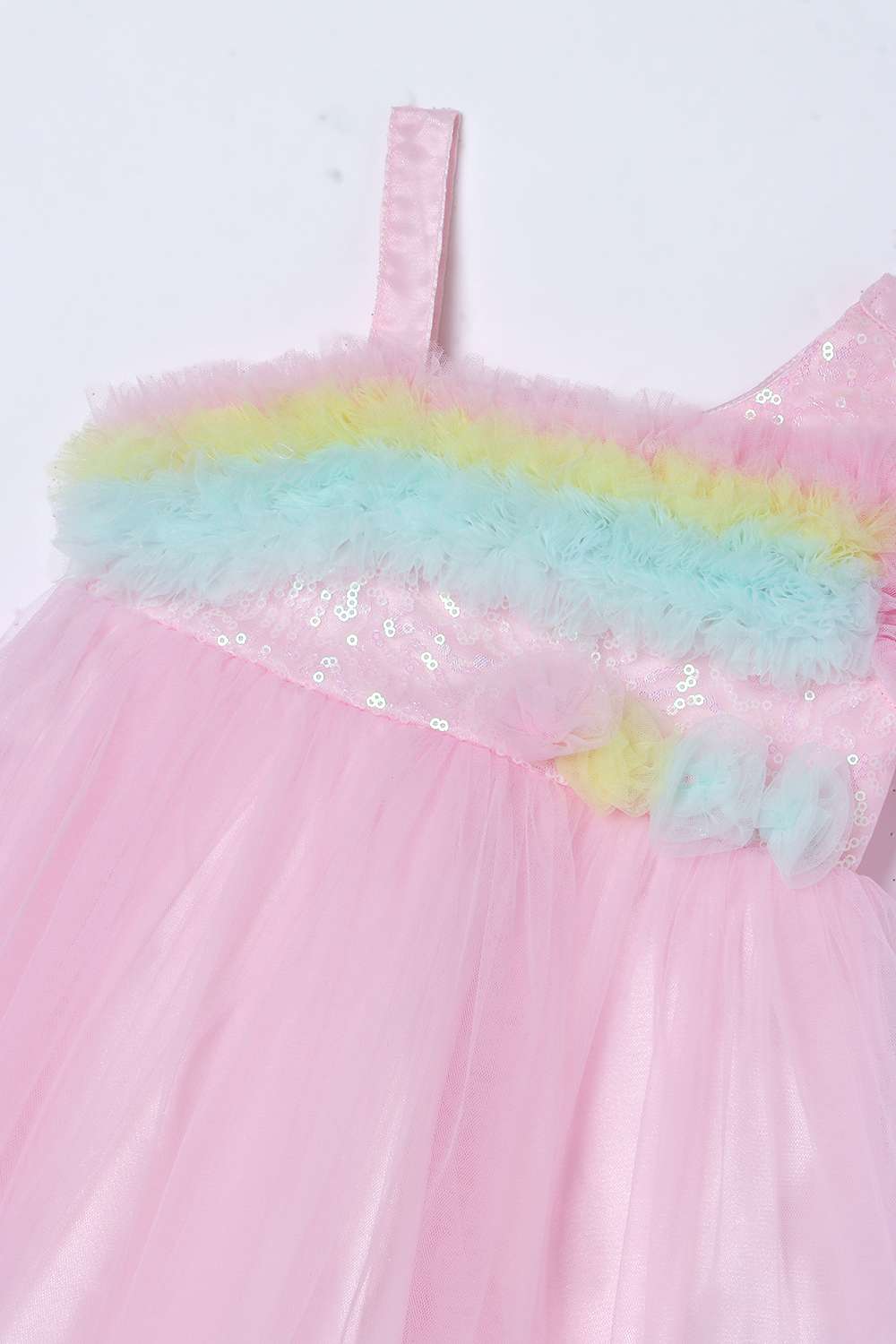Solid-Mesh-One-Shoulder-Infant-Girls-Party-Wear-Dress