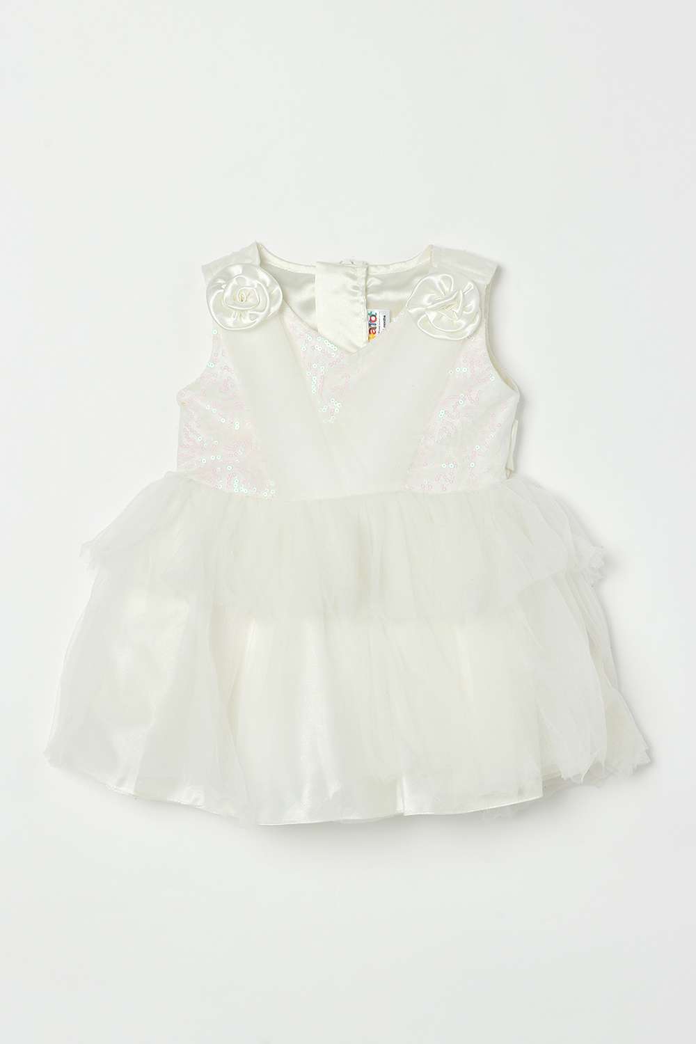 Sequinned-Mesh-V-Neck-Infant-Girls-Party-Wear-Dress