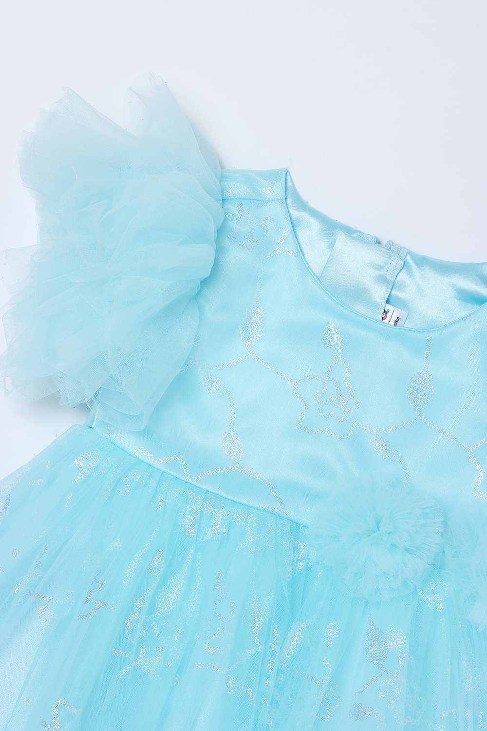 Printed-Mesh-Round-Neck-Infant-Girls-Party-Wear-Dress