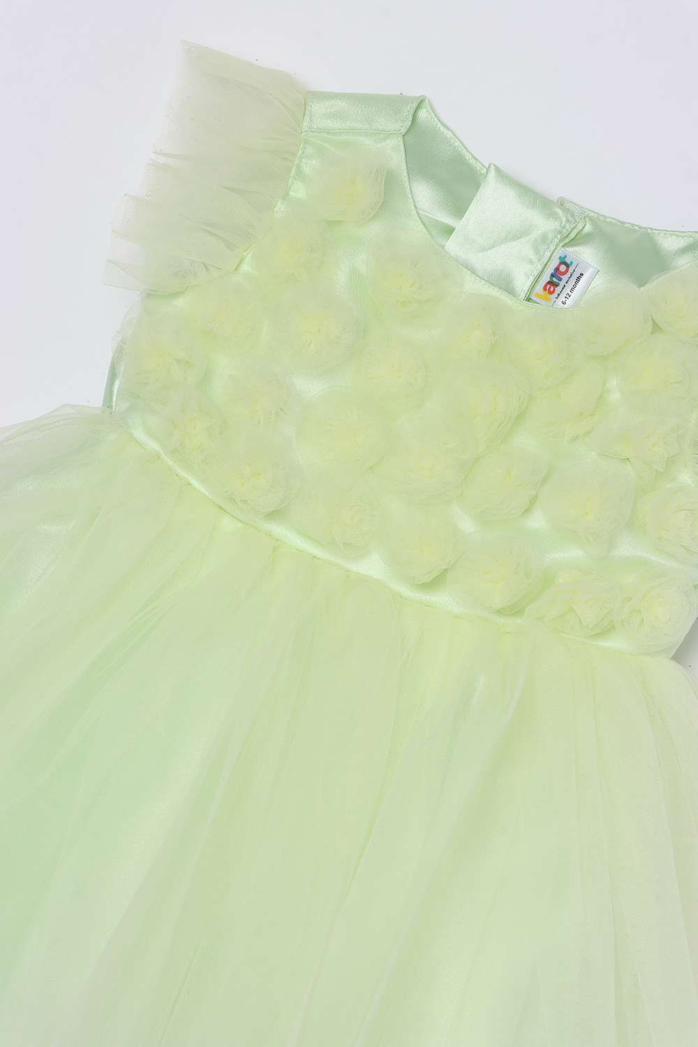 Solid-Mesh-Round-Neck-Infant-Girls-Party-Wear-Dress