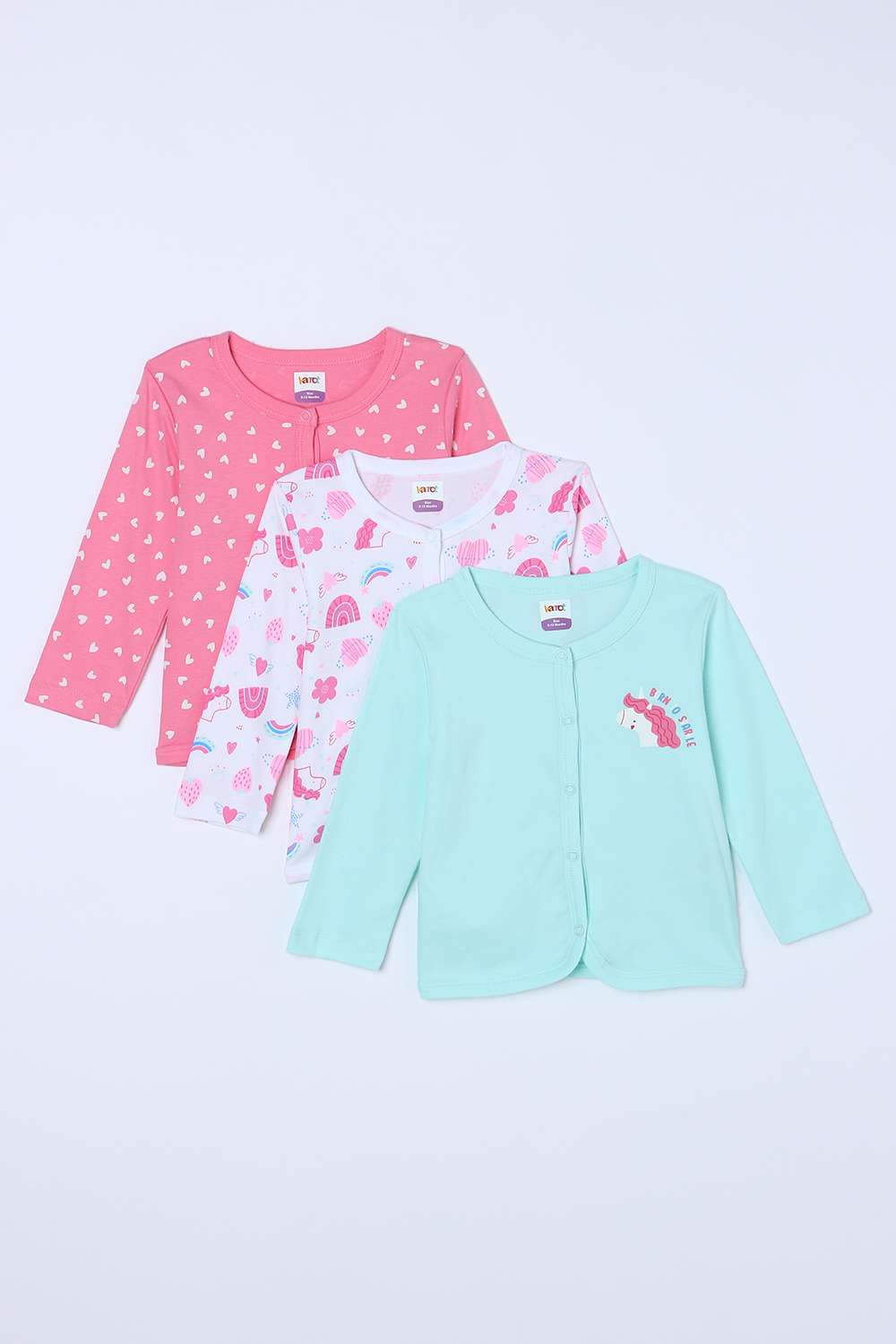Character-Print-Blended-Fabric-Round-Neck-Infant-Girls-Top