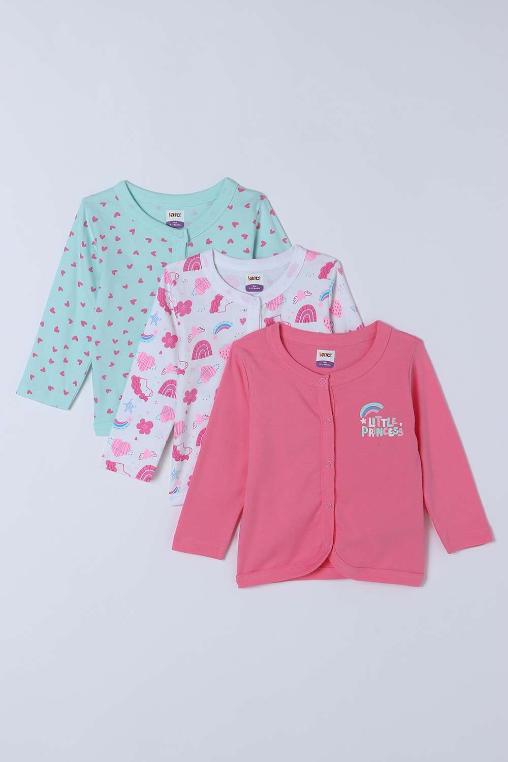 Character-Print-Blended-Fabric-Round-Neck-Infant-Girls-Top